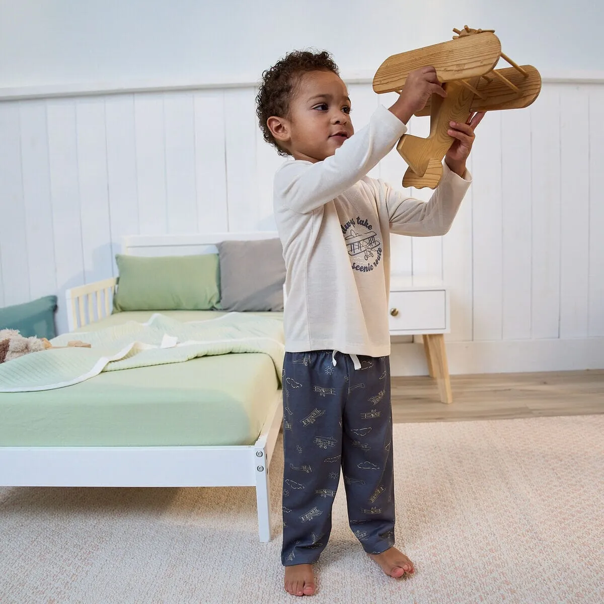 2-Piece Toddler Boys Airplane Pajama Set