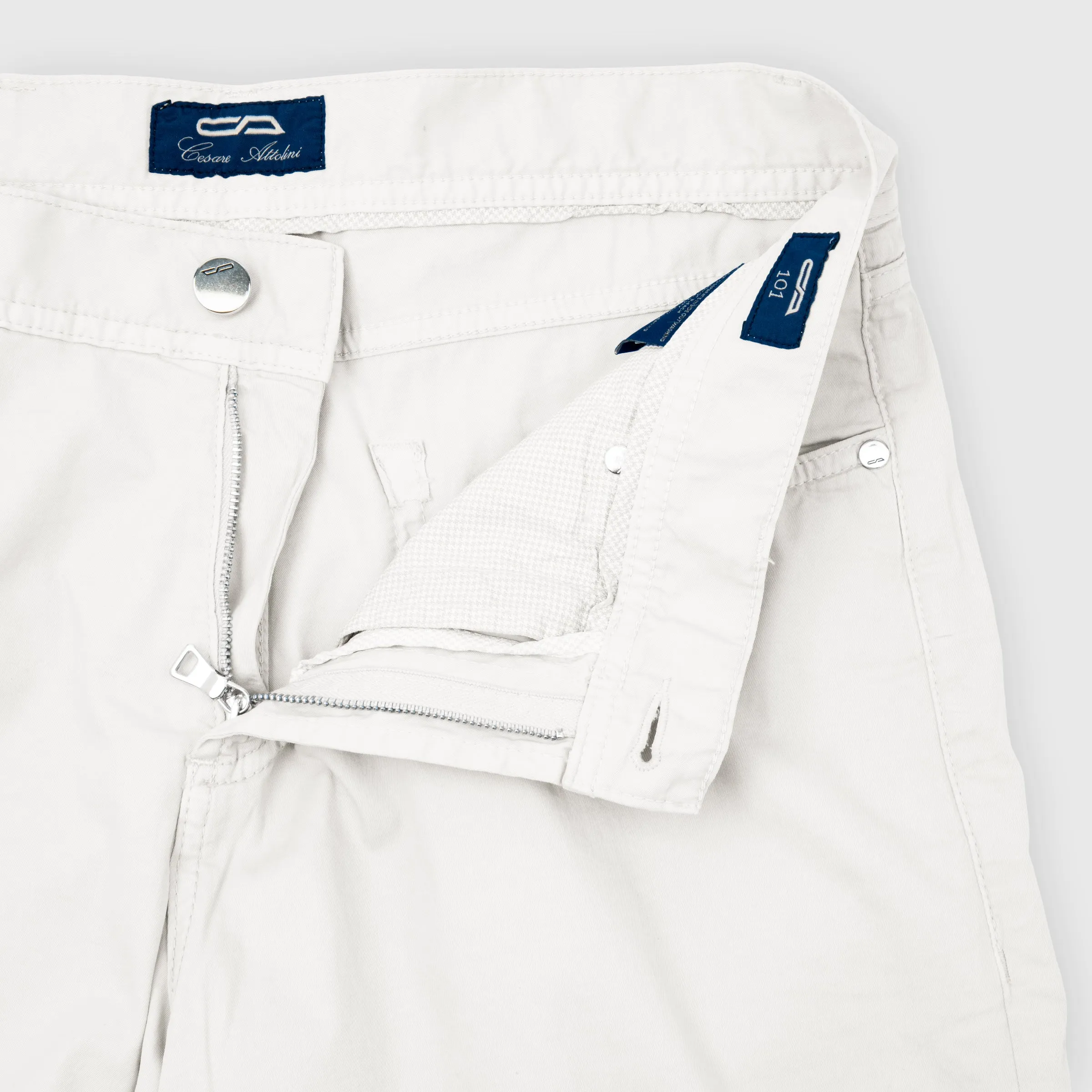 5 pocket Cotton Silk Trousers  White