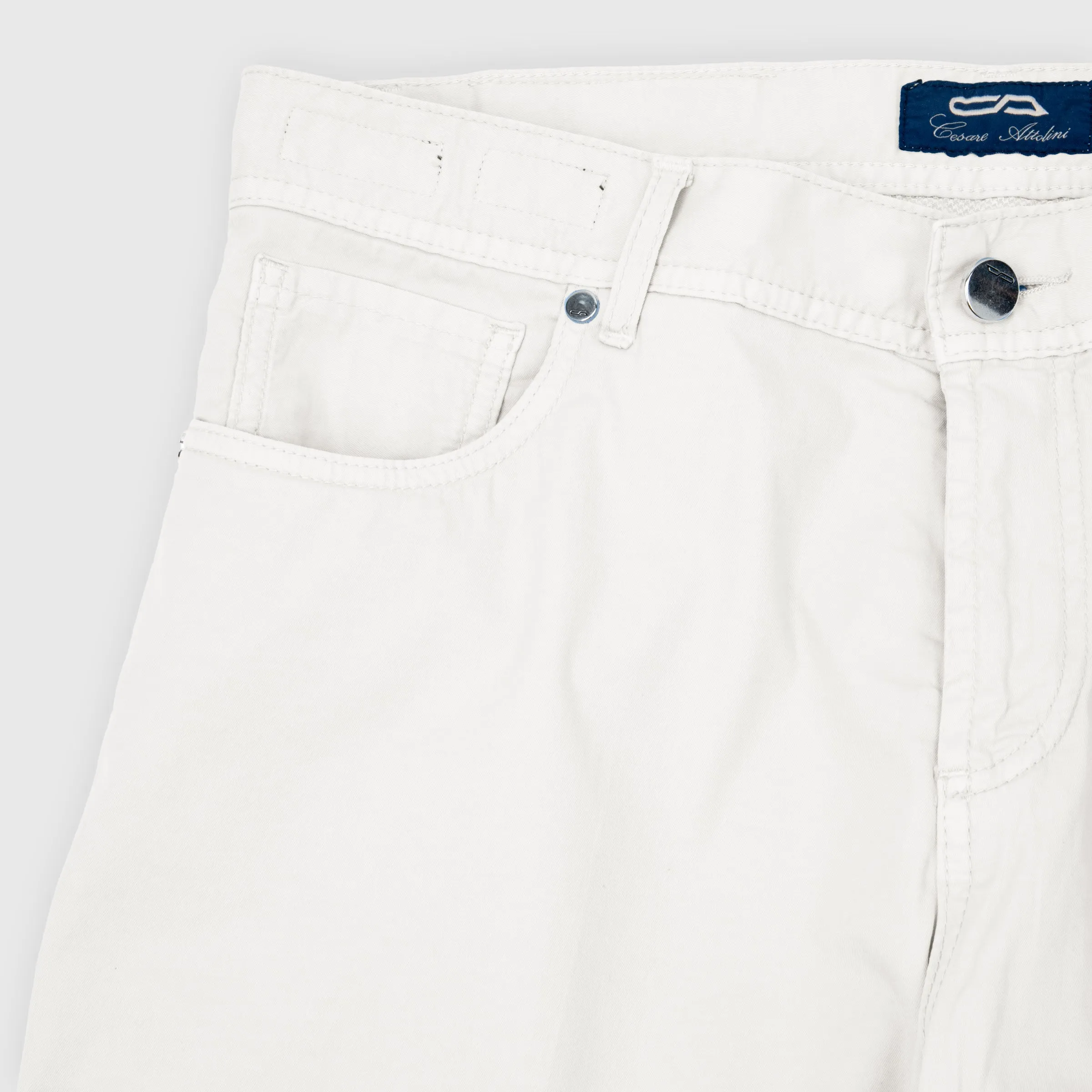 5 pocket Cotton Silk Trousers  White