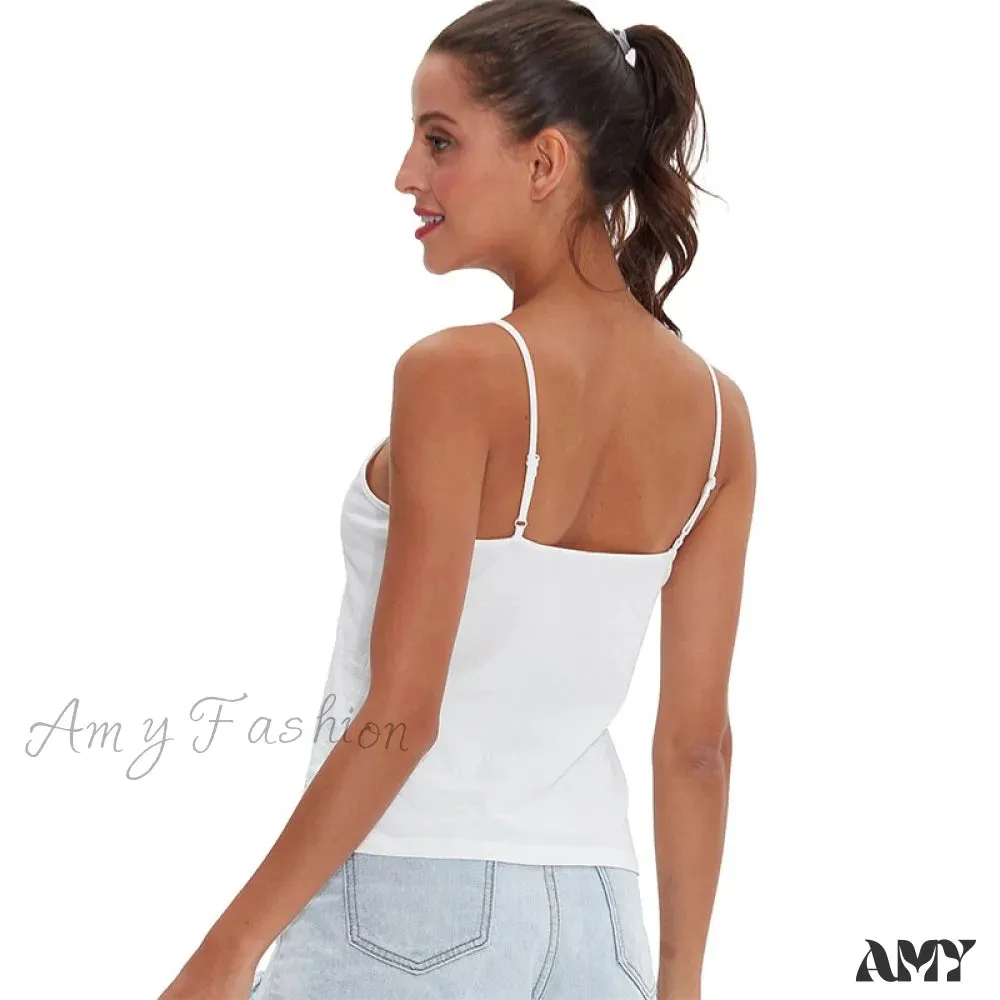 Amy Fashion - Casual Soft Elastic Cotton Lace Tank Tops