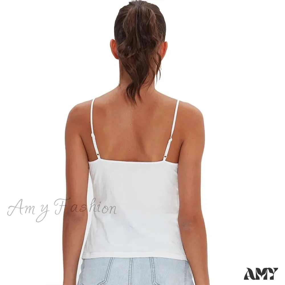 Amy Fashion - Casual Soft Elastic Cotton Lace Tank Tops