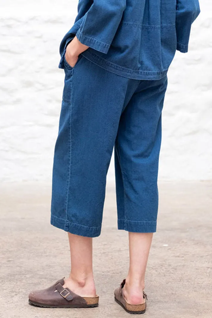 Bibico BS24WP003 Anna Blue Textured Denim Culotte Trousers