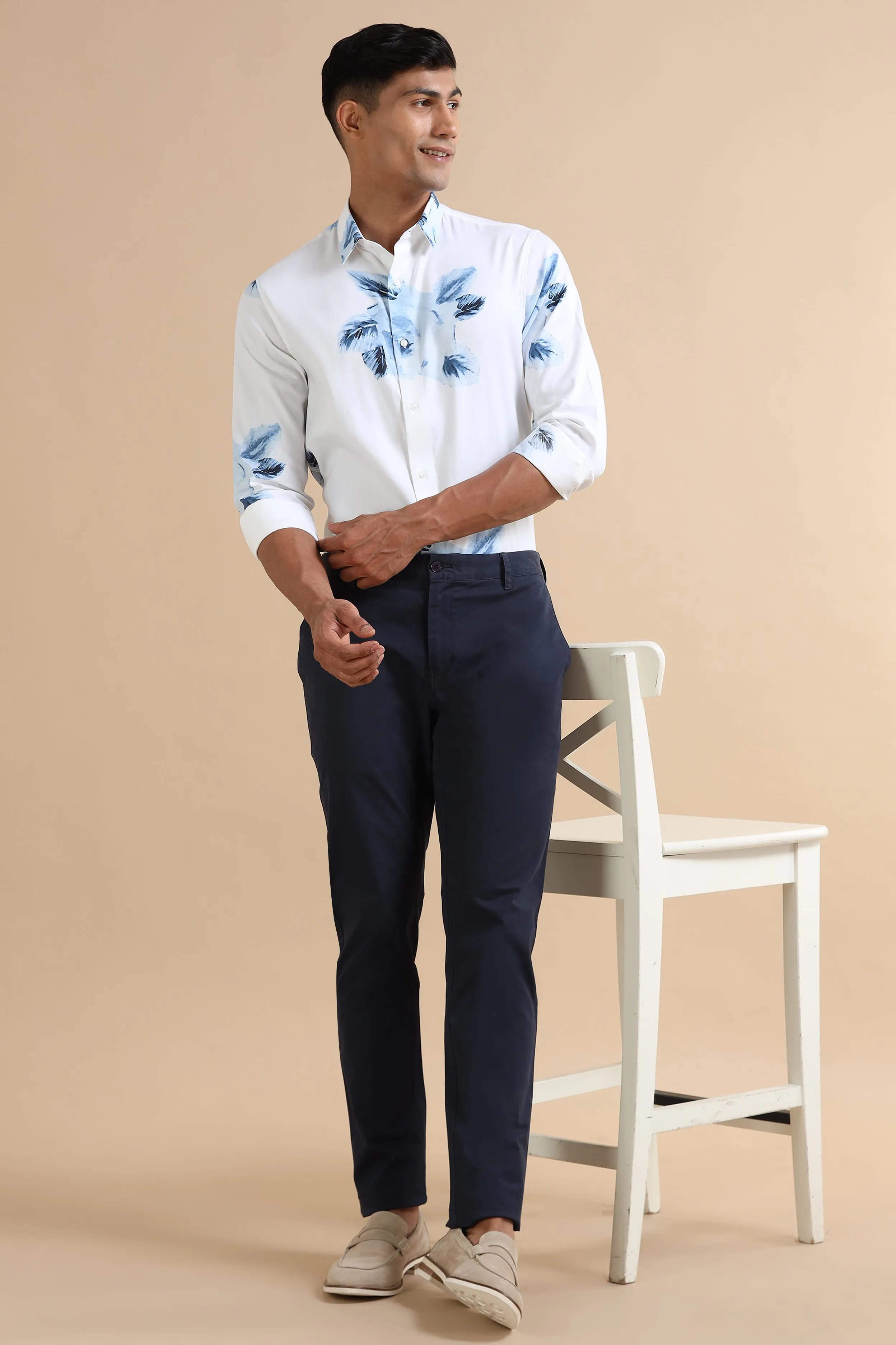 Blue Flower Print Shirt