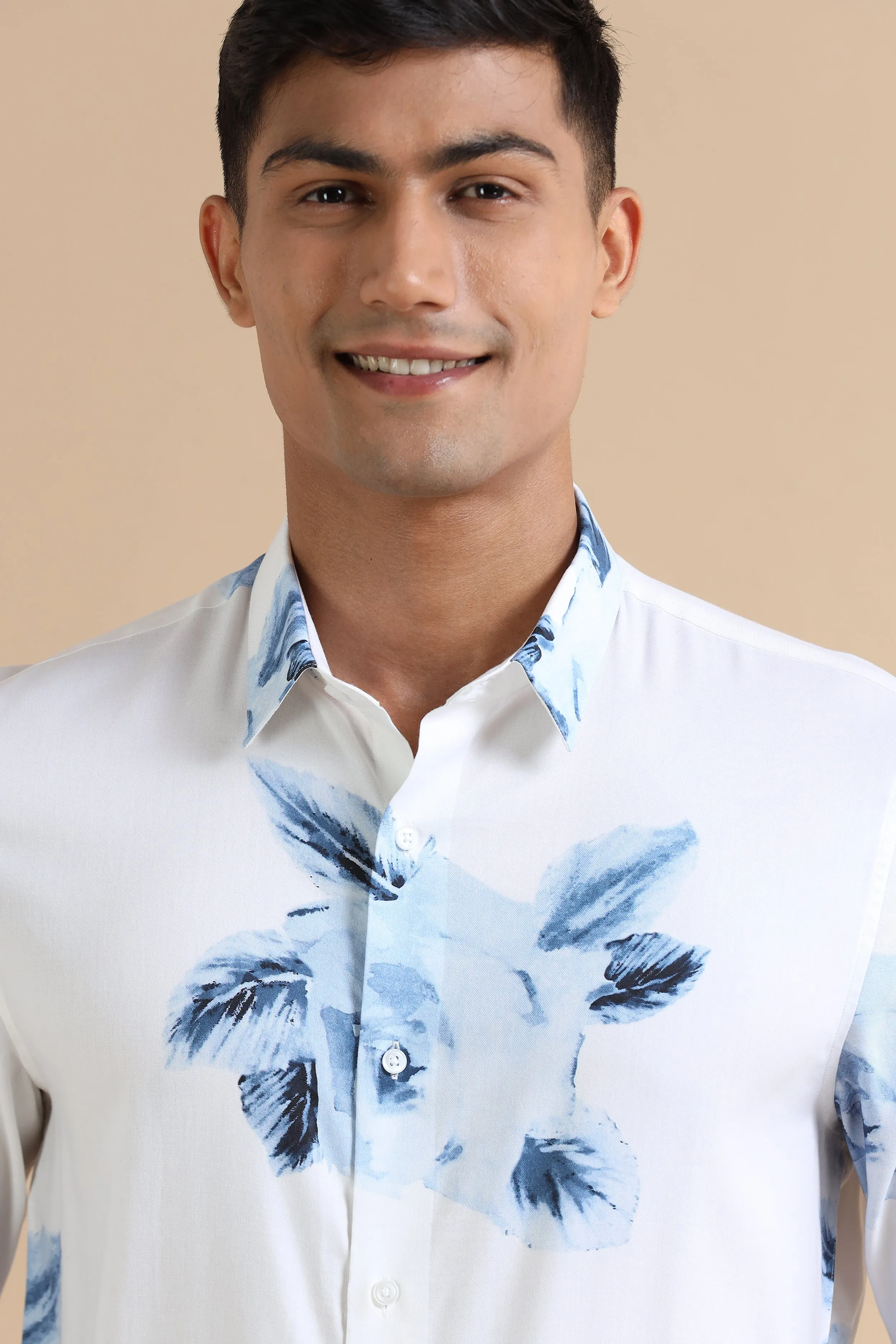 Blue Flower Print Shirt
