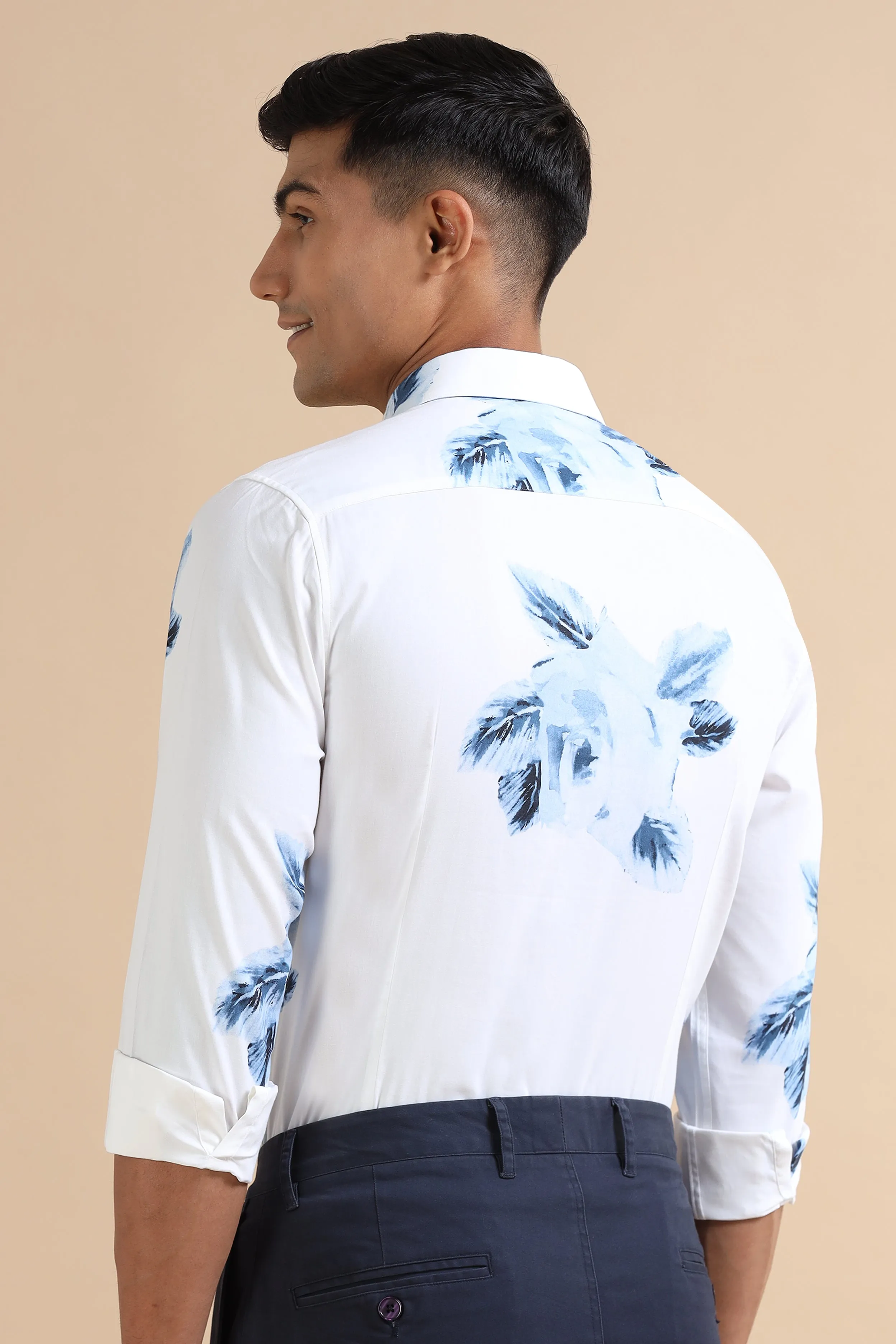 Blue Flower Print Shirt