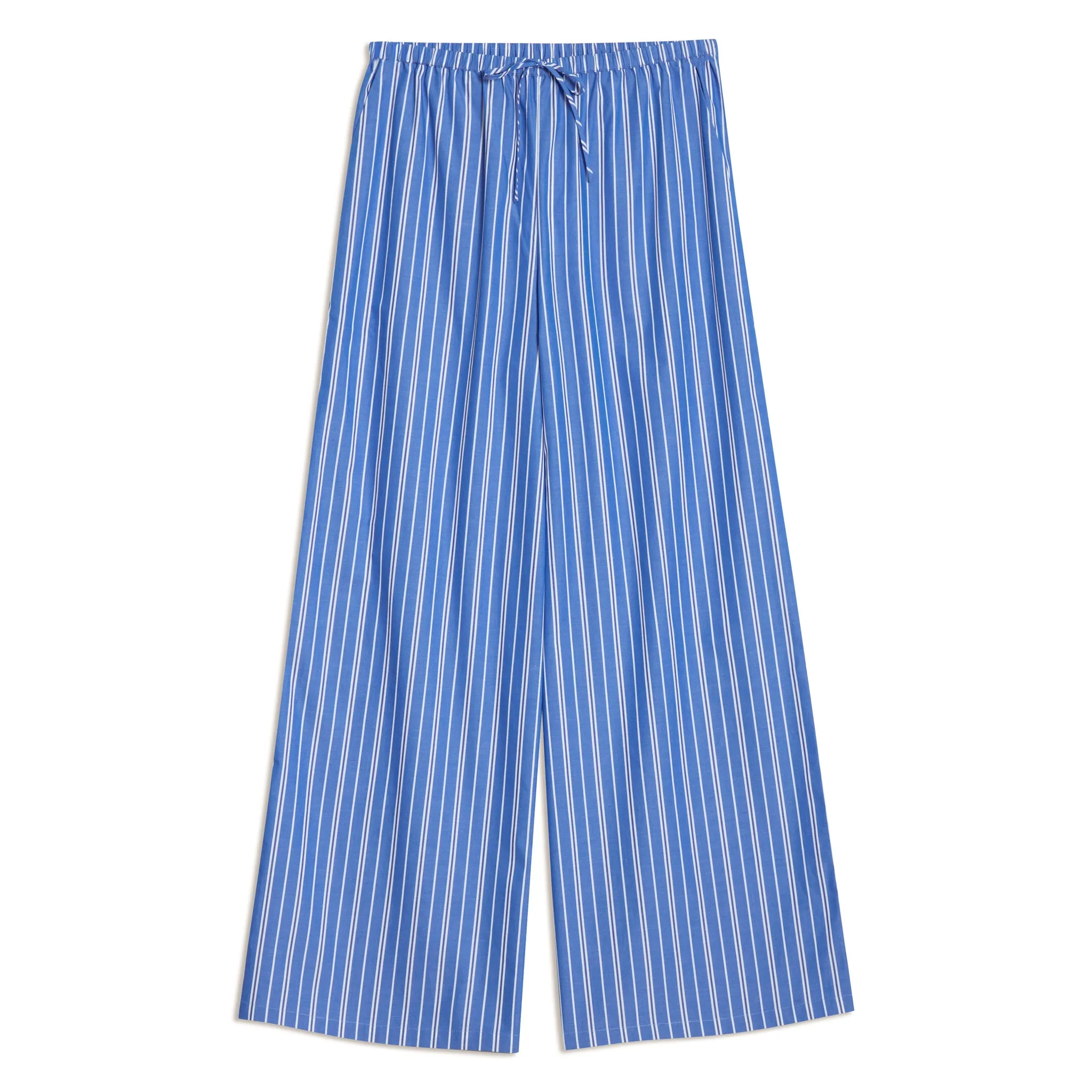 Blue Stripe Cotton Drawstring Trouser