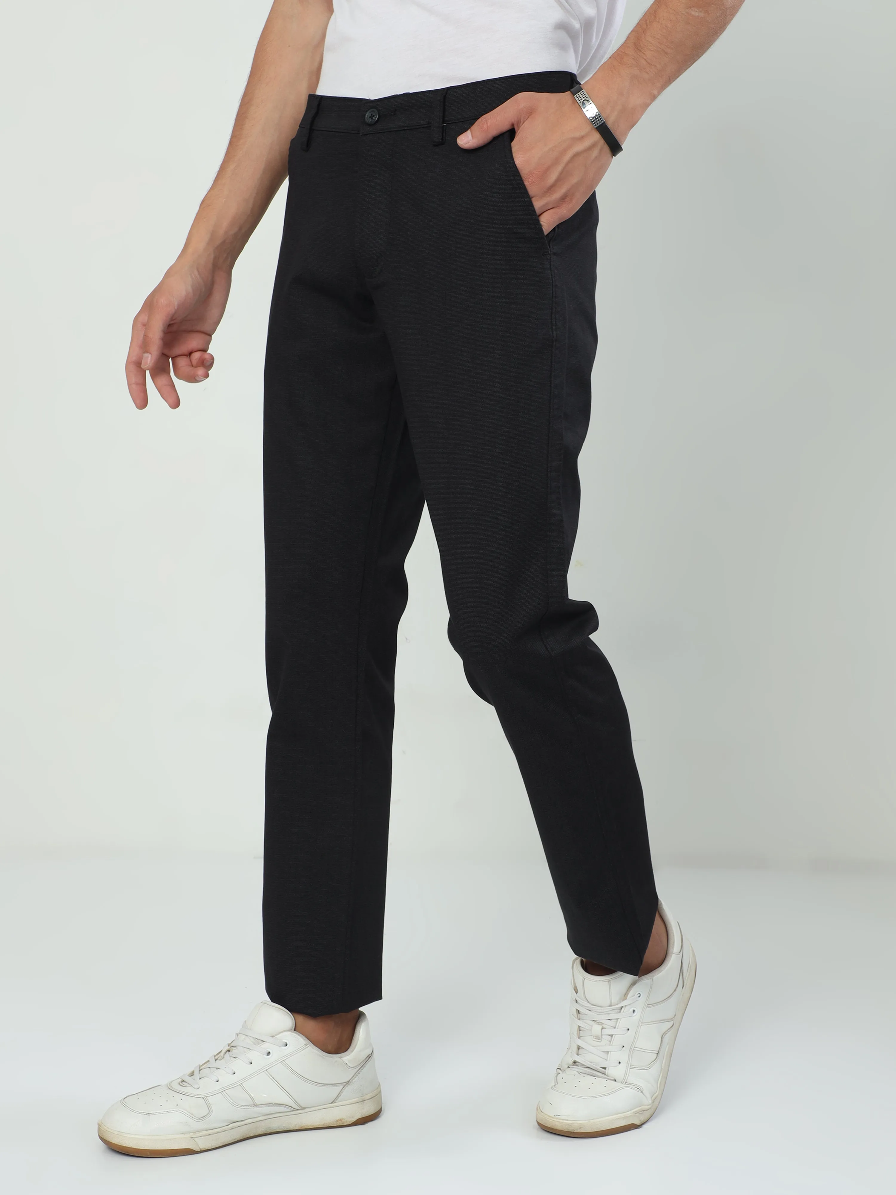 Classic Polo Men's   Slim Fit Cotton Trousers | TO2-08 C-BLK-SF-LY