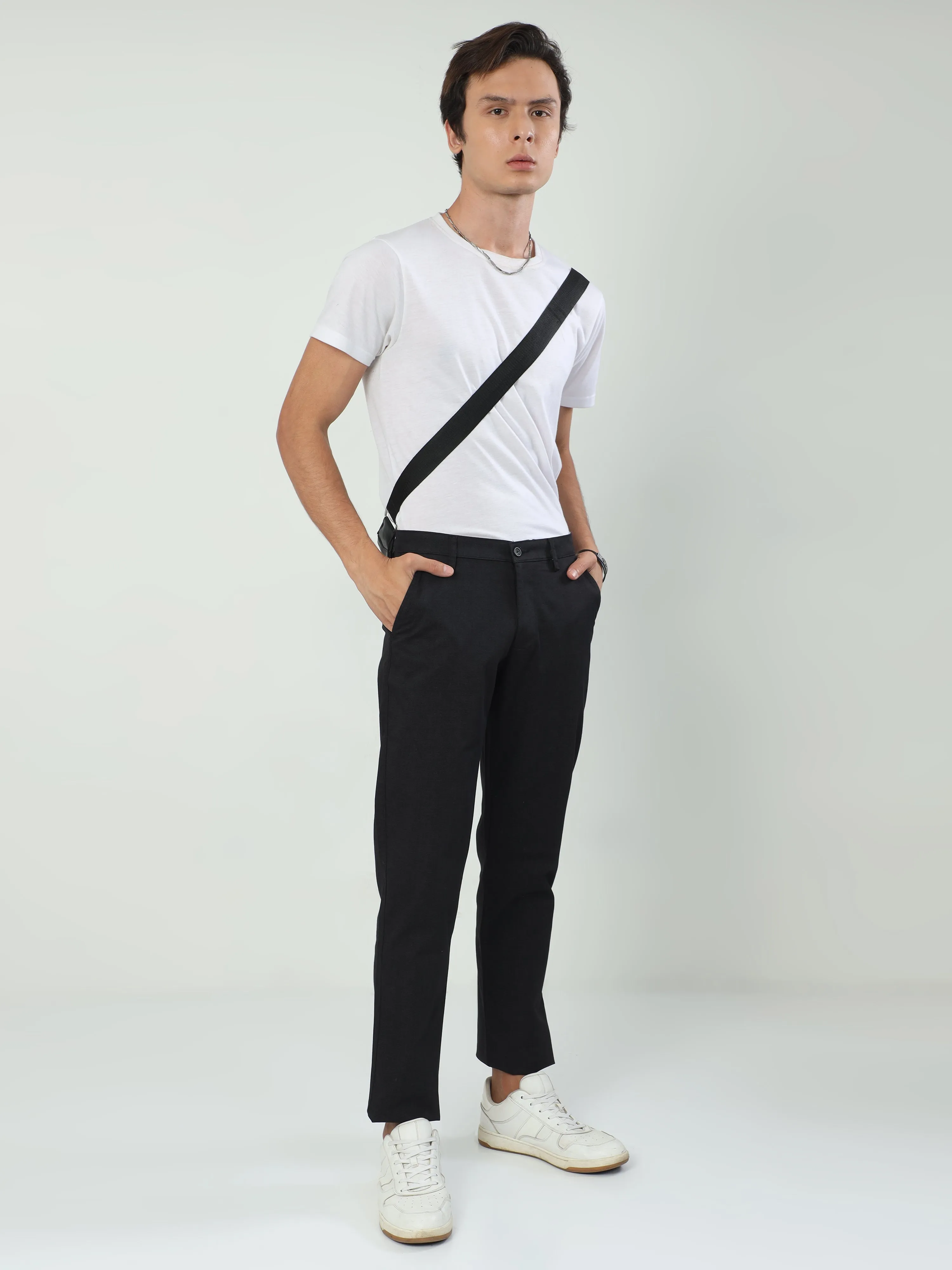 Classic Polo Men's   Slim Fit Cotton Trousers | TO2-08 C-BLK-SF-LY