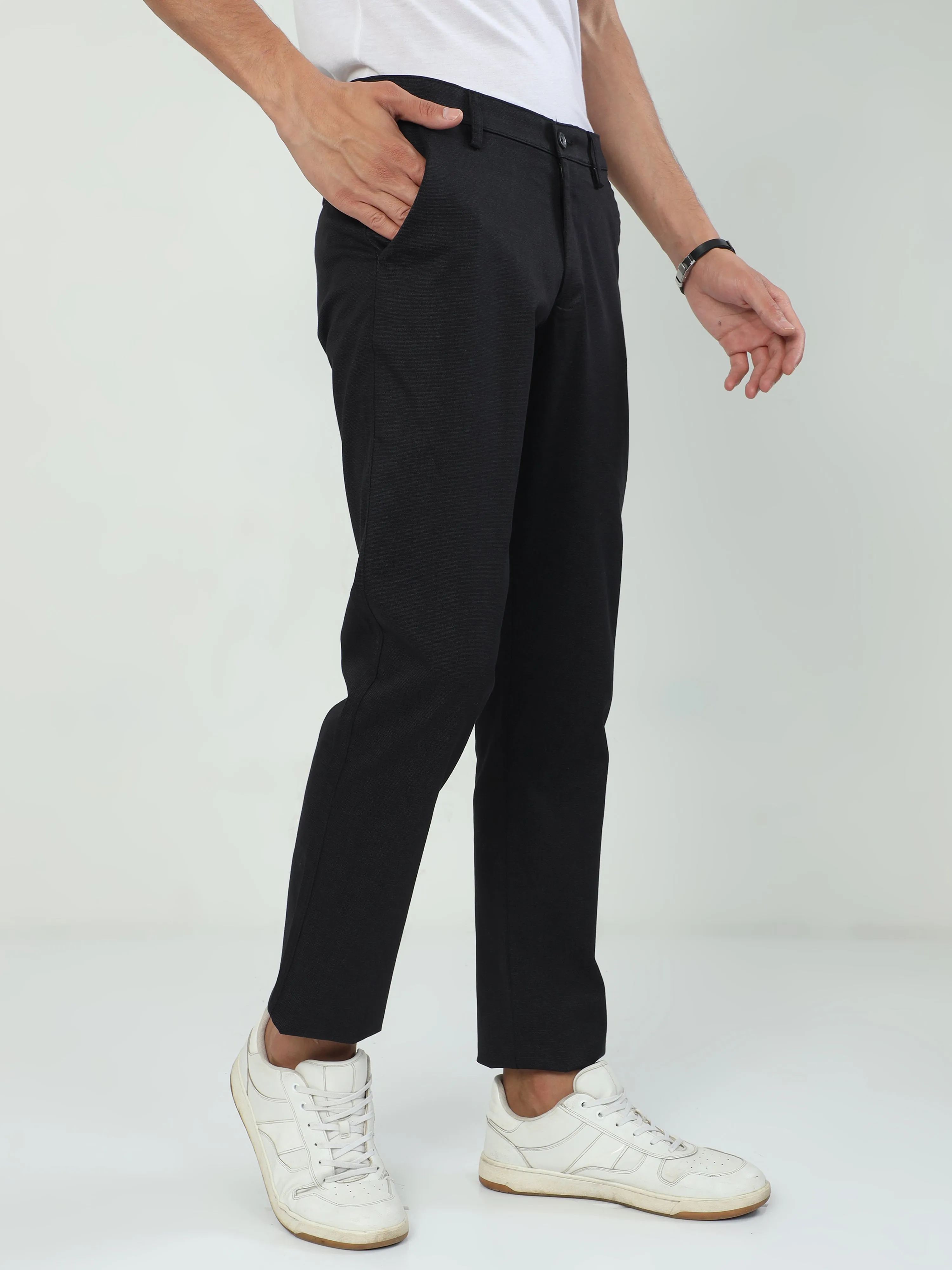 Classic Polo Men's   Slim Fit Cotton Trousers | TO2-08 C-BLK-SF-LY