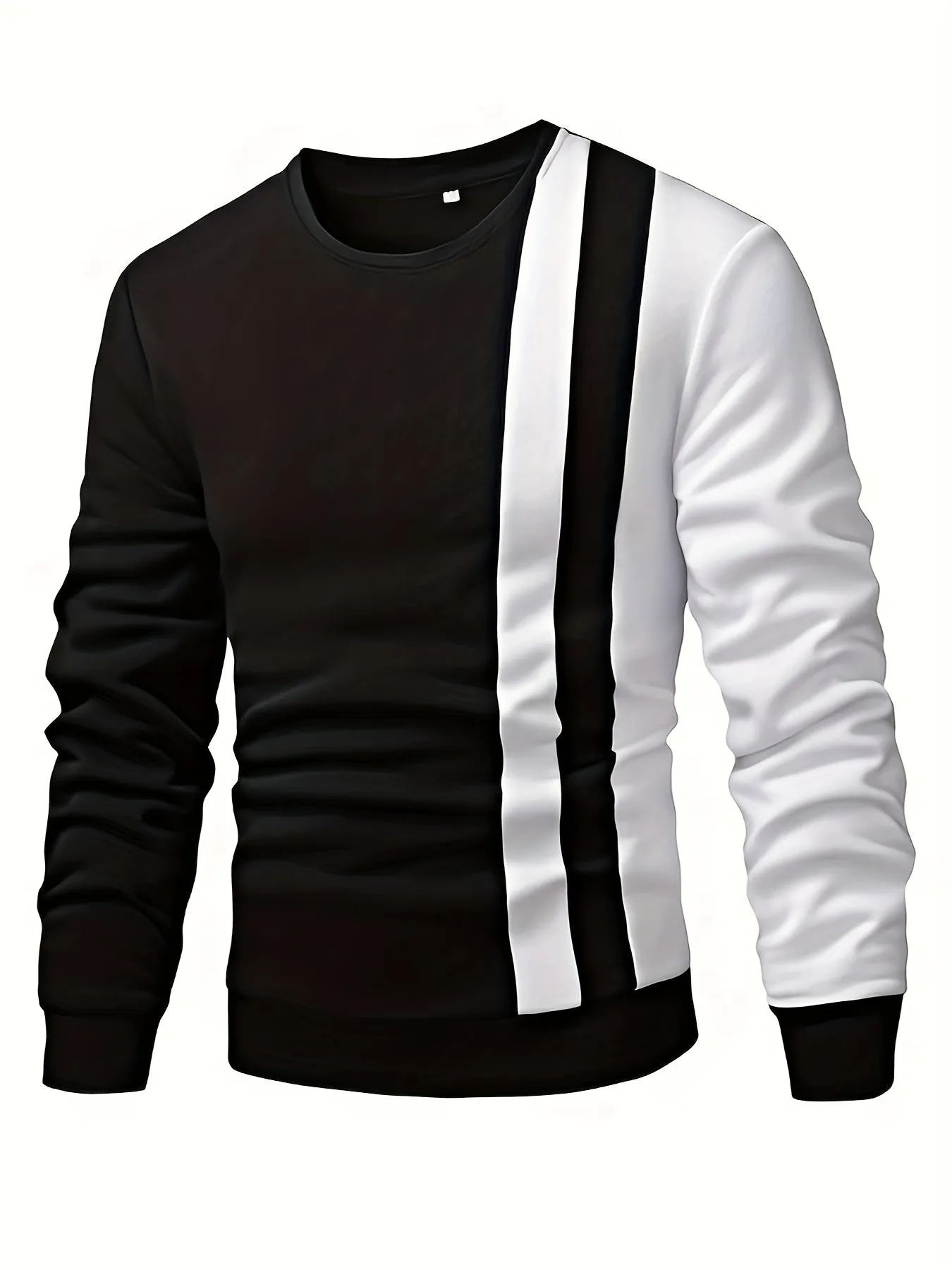Color Block Casual Sweatshirt, Men's Crew Neck Fall/Winter Design