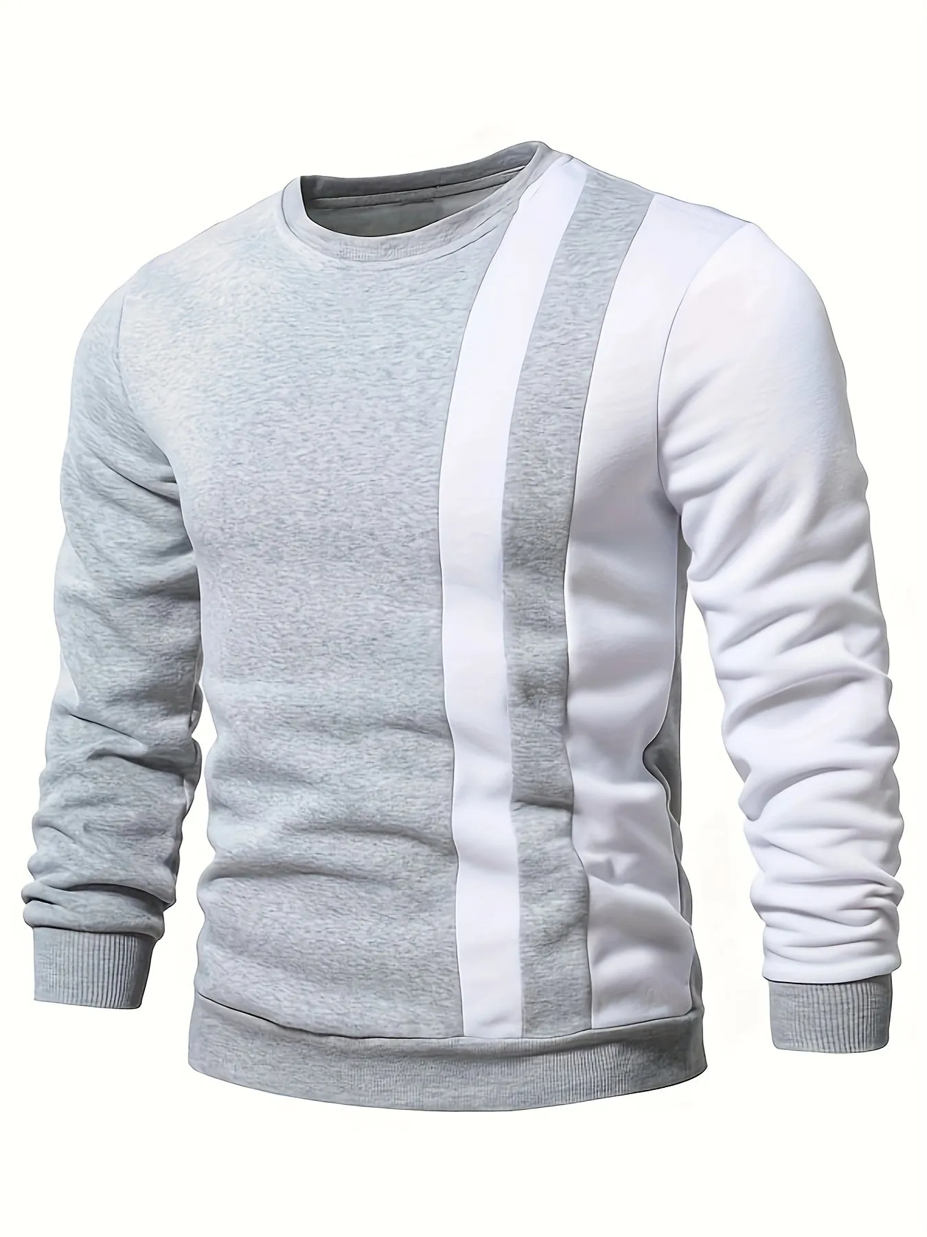 Color Block Casual Sweatshirt, Men's Crew Neck Fall/Winter Design