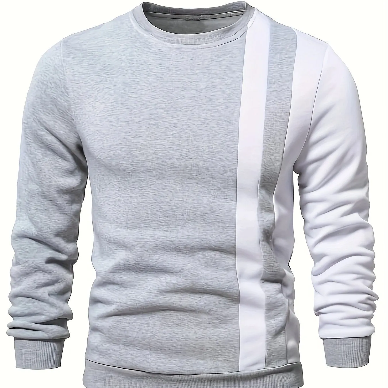 Color Block Casual Sweatshirt, Men's Crew Neck Fall/Winter Design