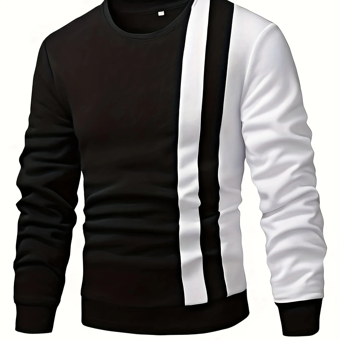 Color Block Casual Sweatshirt, Men's Crew Neck Fall/Winter Design