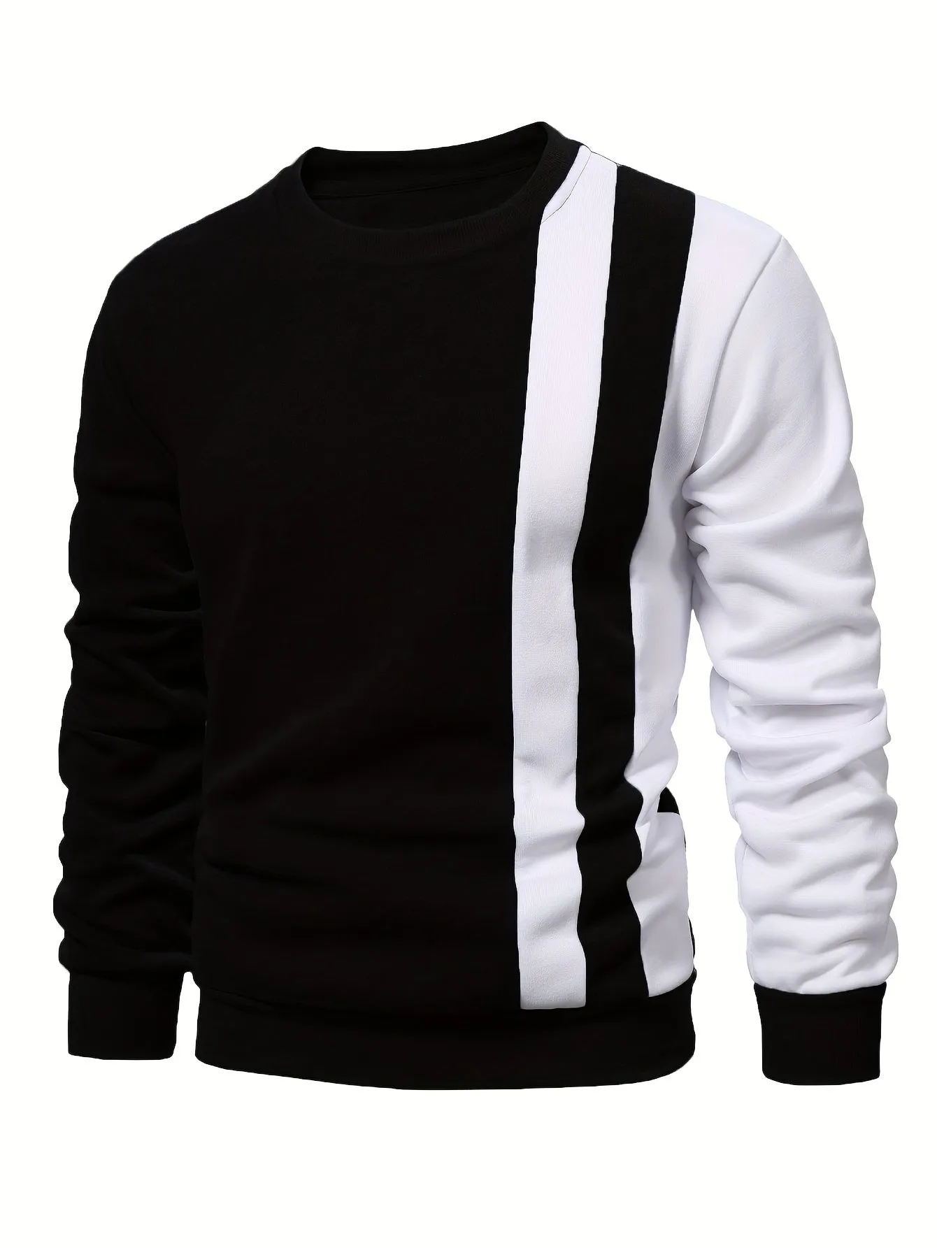 Color Block Casual Sweatshirt, Men's Crew Neck Fall/Winter Design