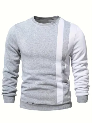 Color Block Casual Sweatshirt, Men's Crew Neck Fall/Winter Design