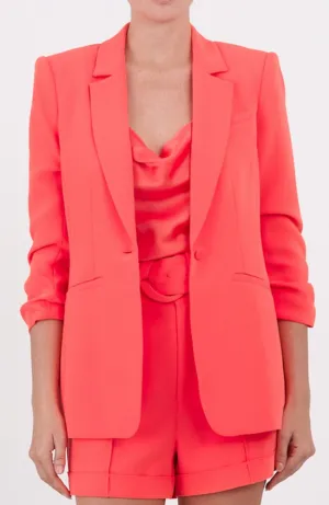 Crepe Khloe Blazer Neon Coral