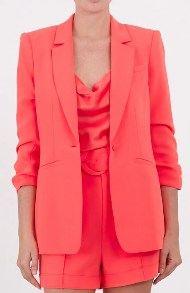 Crepe Khloe Blazer Neon Coral