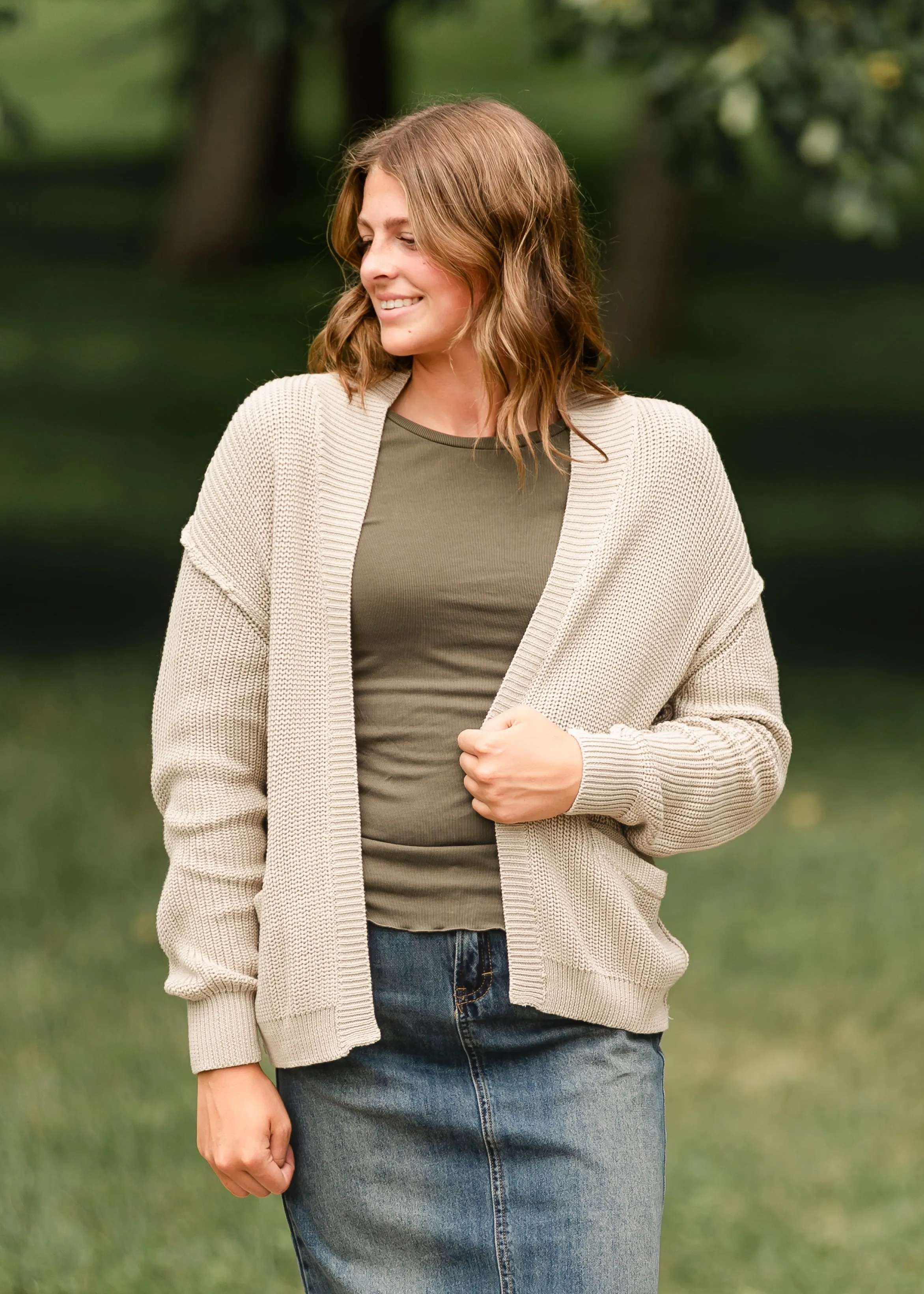 Darla Chain Knit Open Front Cardigan - FINAL SALE