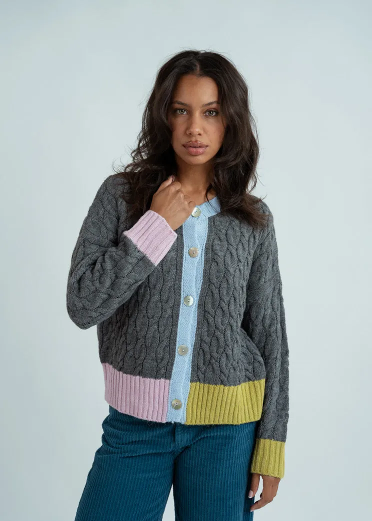 Dr. Bloom Gray Melody Cable Cardigan