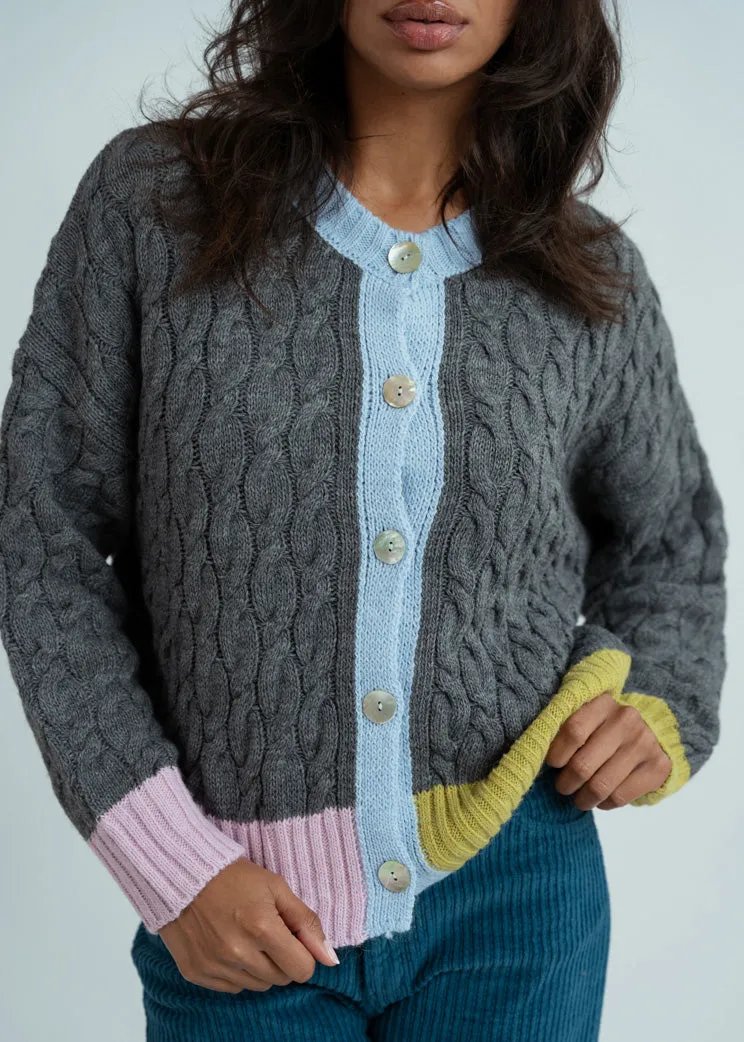 Dr. Bloom Gray Melody Cable Cardigan