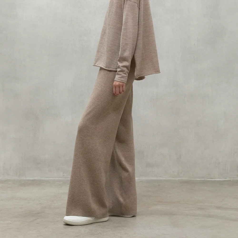 ECOALF DARK SAND MELANGE CABRI TROUSERS FOR WOMEN