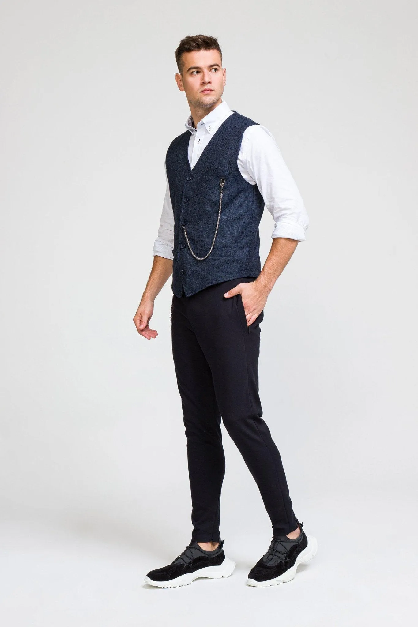 Edgar Marled Vest - Navy