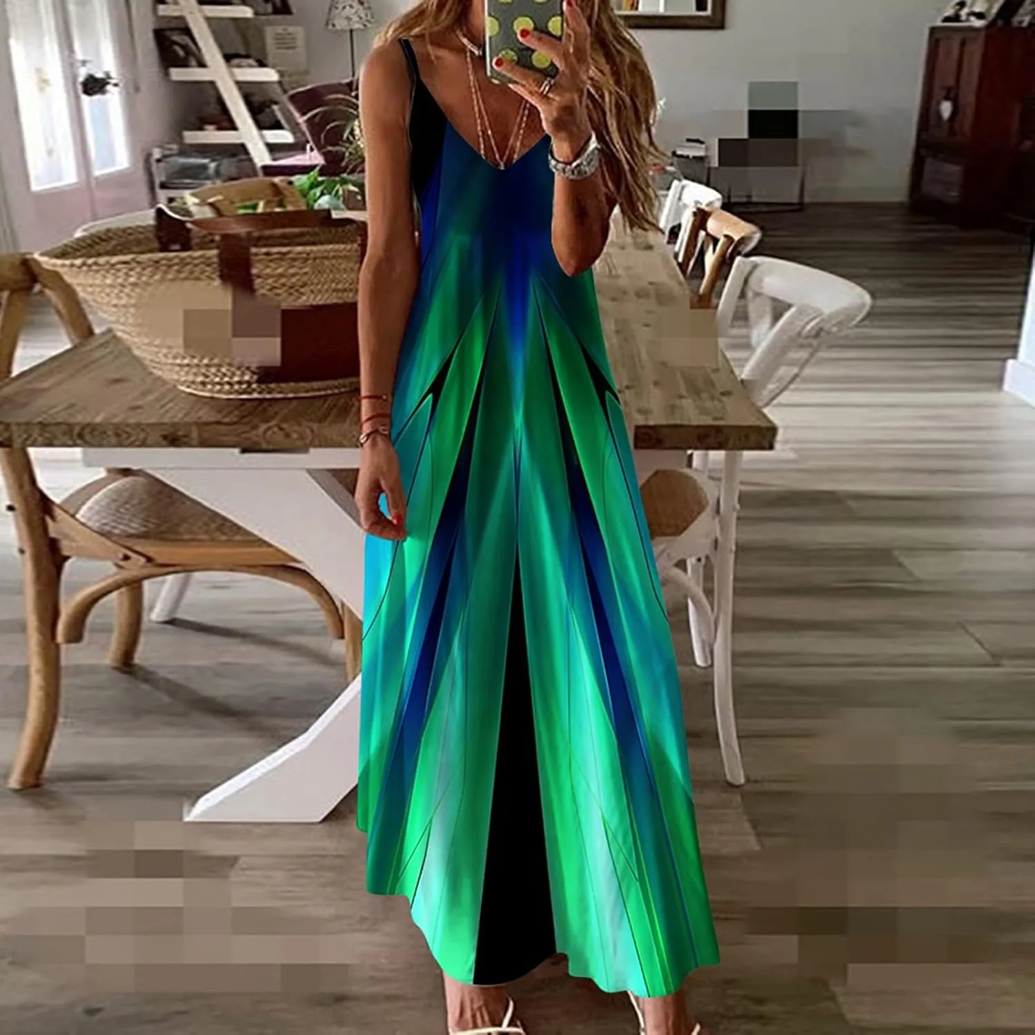 Eduavar Summer Dresses for Women, Maxi Dresses for Women 2024 Cute Floral Print Sleeveless V Neck Long Dress Beach Dress