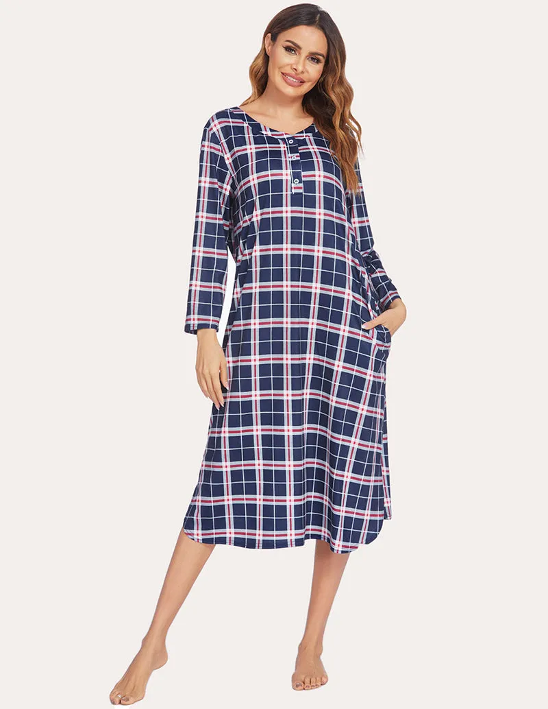 Ekouaer Flannel Plaid Nightgown (US Only)