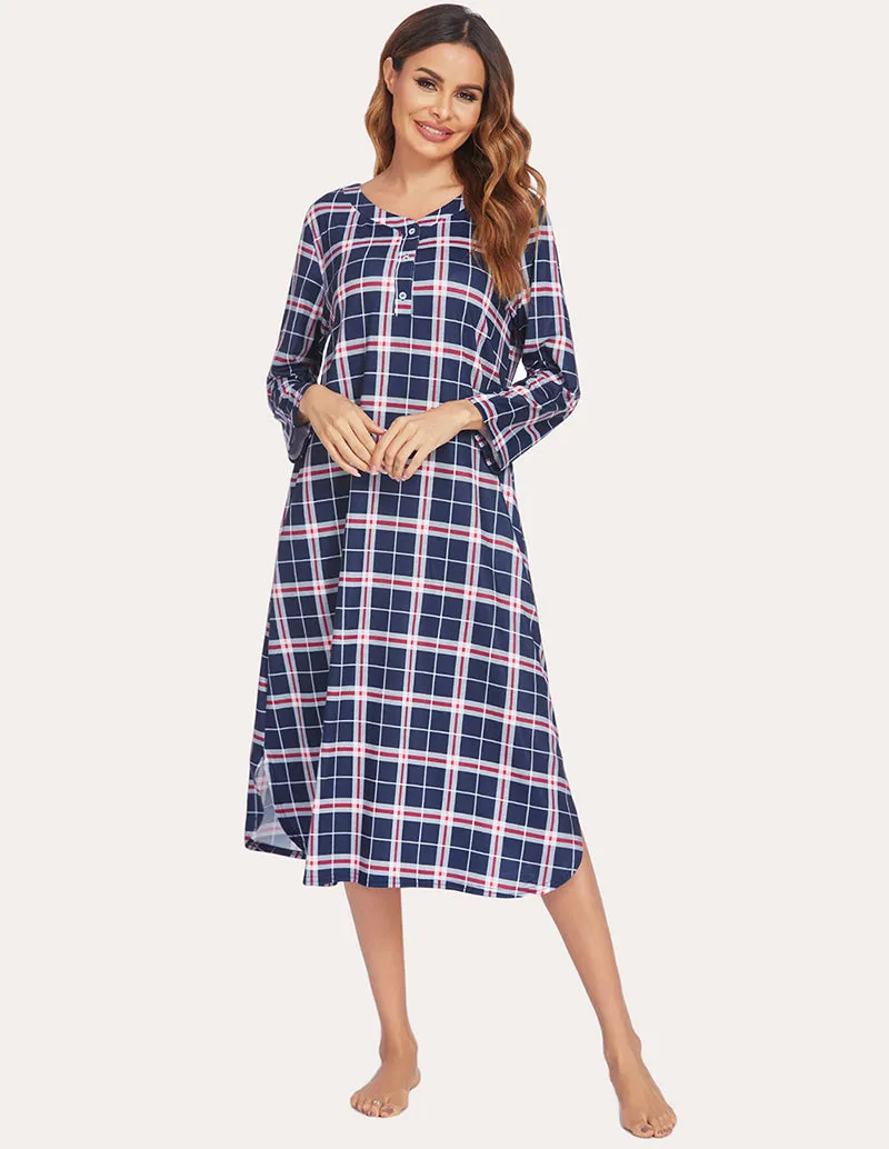 Ekouaer Flannel Plaid Nightgown (US Only)