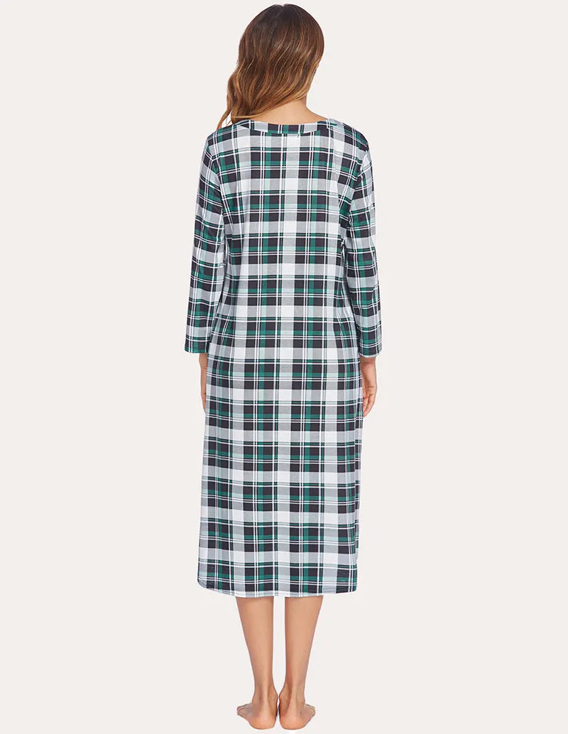 Ekouaer Flannel Plaid Nightgown (US Only)