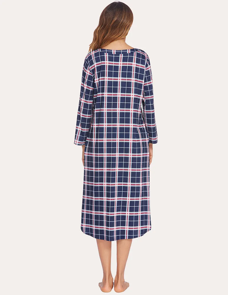 Ekouaer Flannel Plaid Nightgown (US Only)