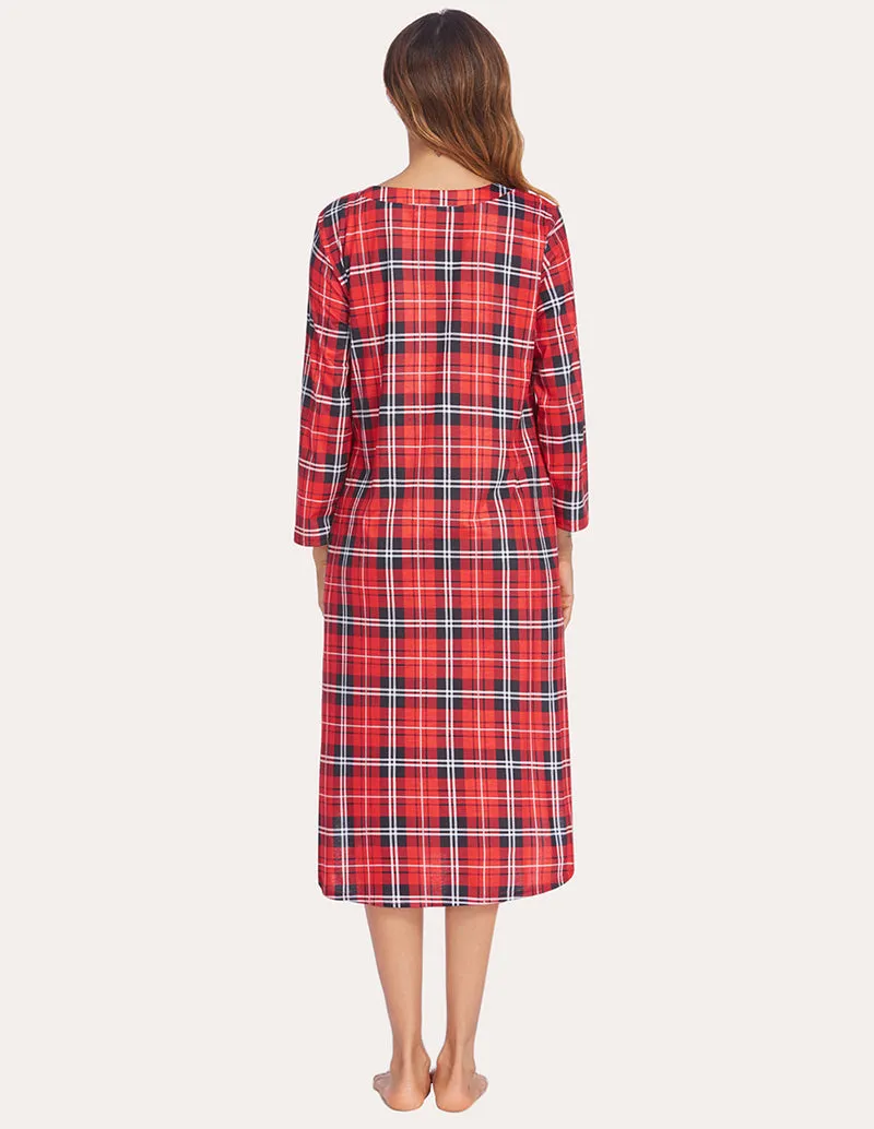 Ekouaer Flannel Plaid Nightgown (US Only)
