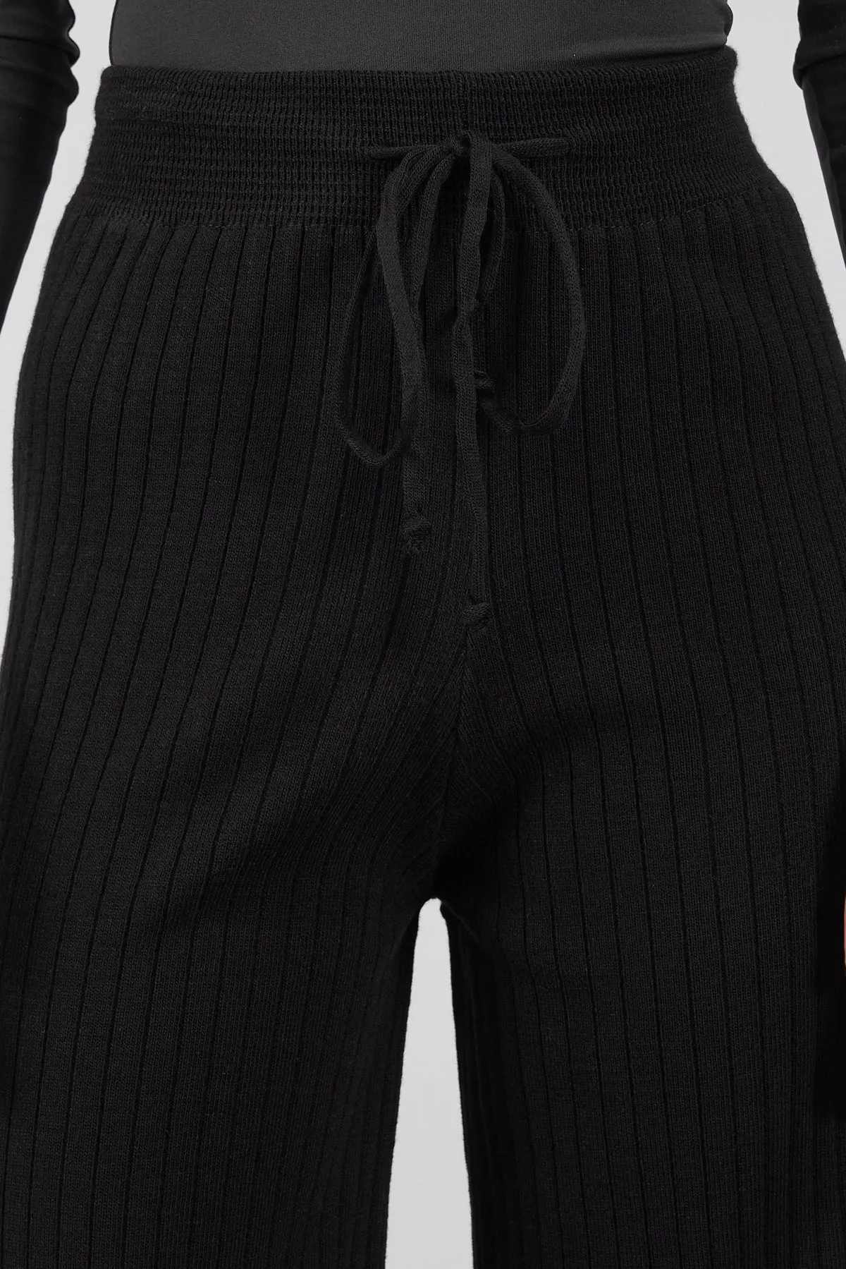 Elastic Waist Front Tie Knit Pants