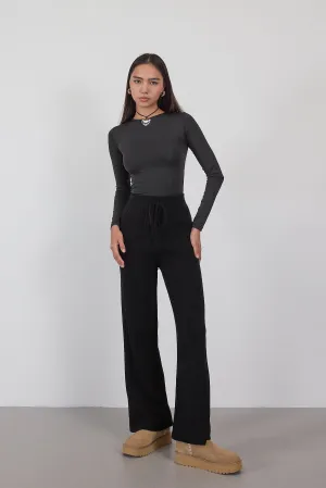 Elastic Waist Front Tie Knit Pants