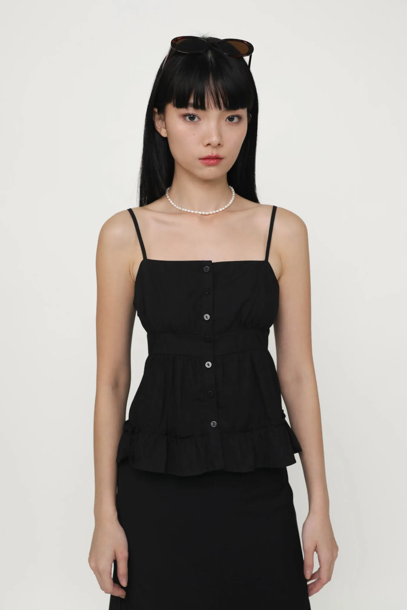 Fae Button Babydoll Top