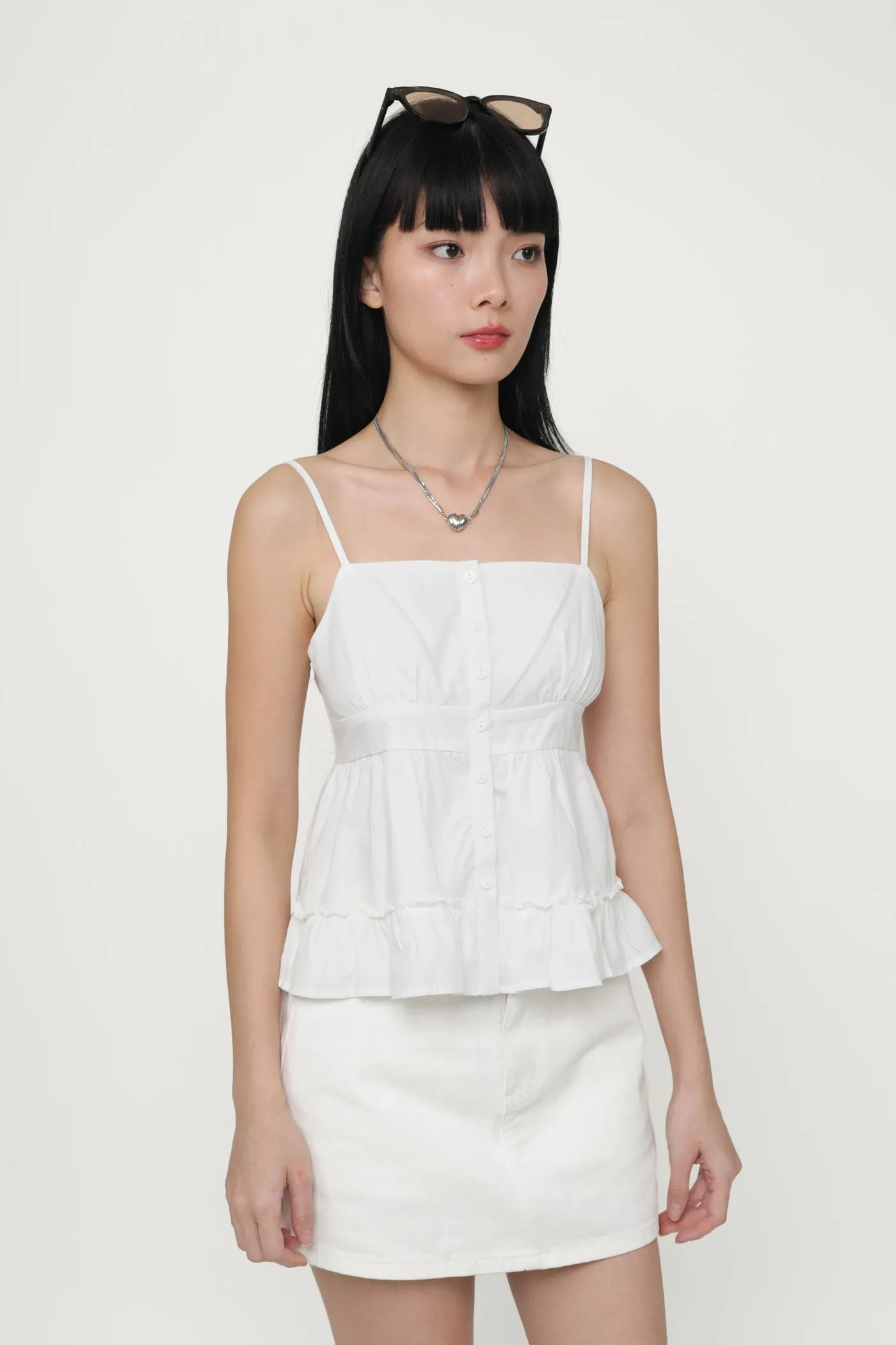 Fae Button Babydoll Top