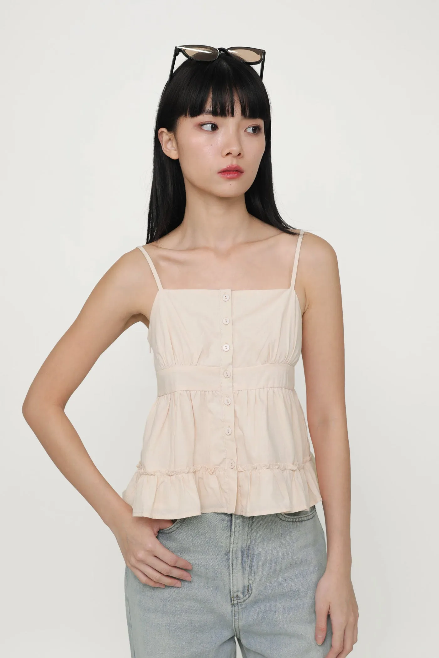 Fae Button Babydoll Top