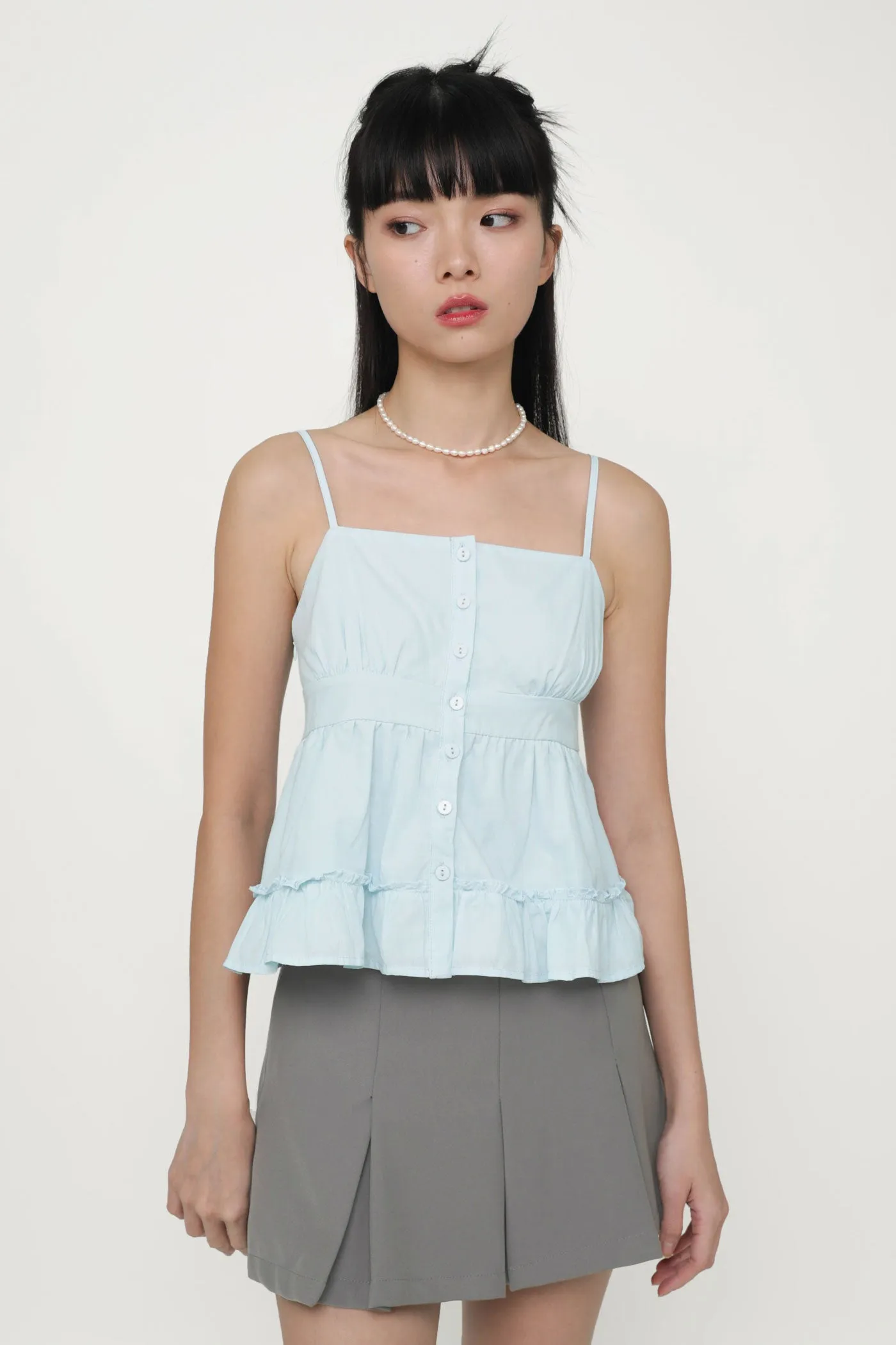 Fae Button Babydoll Top