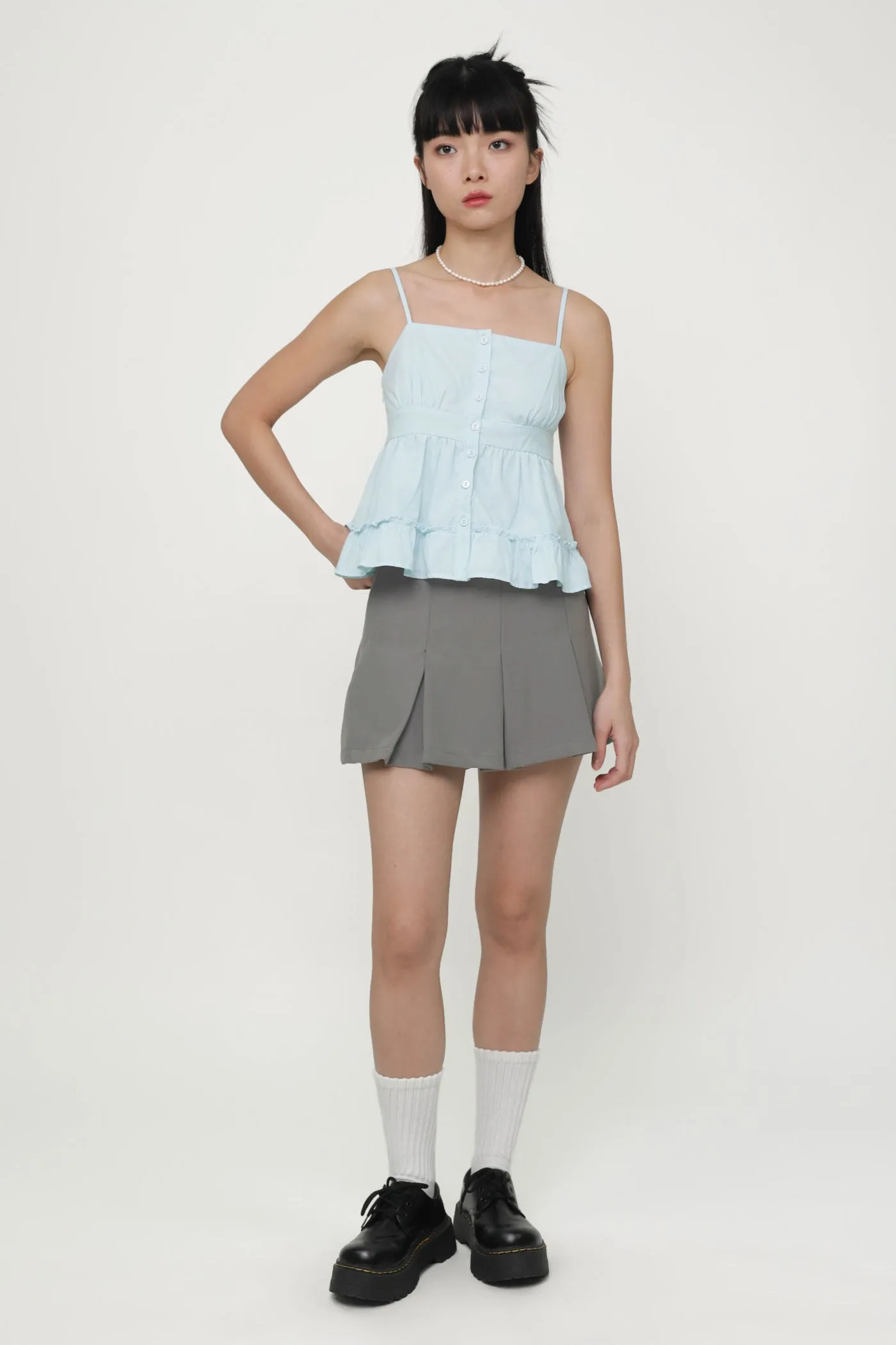 Fae Button Babydoll Top