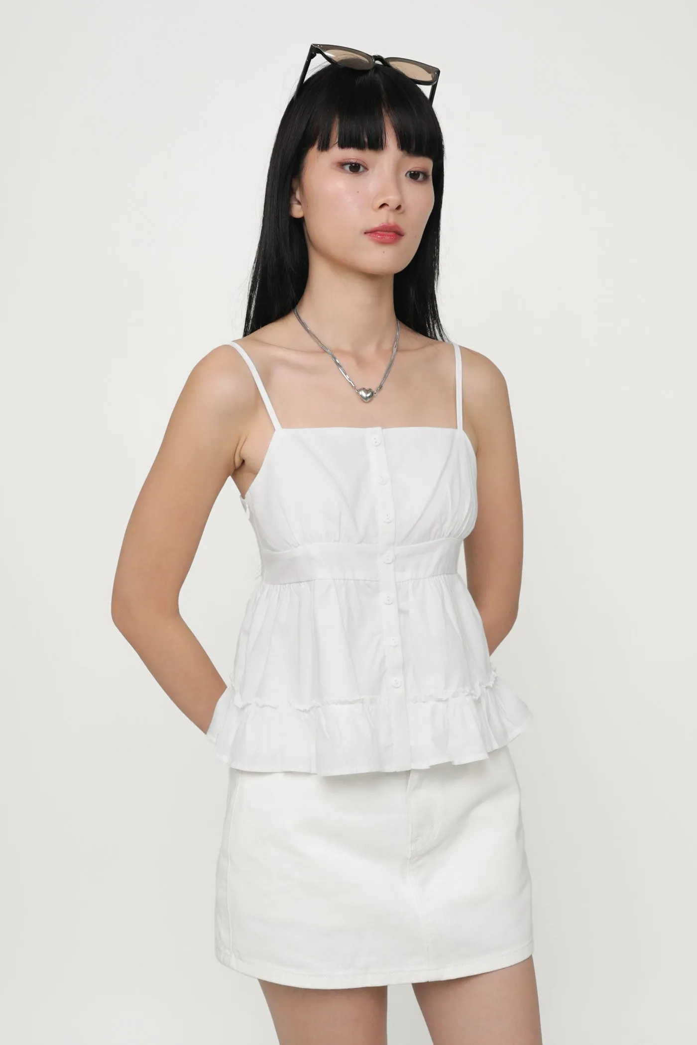 Fae Button Babydoll Top