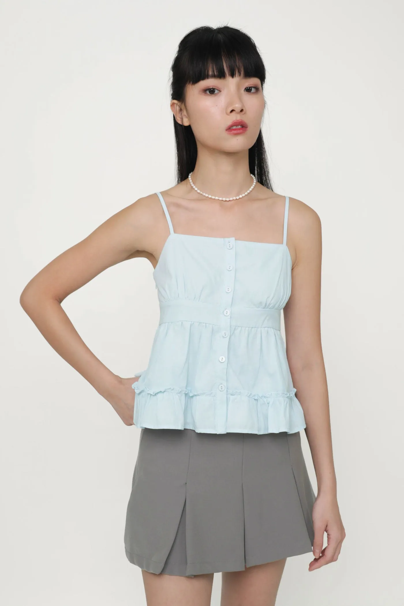 Fae Button Babydoll Top