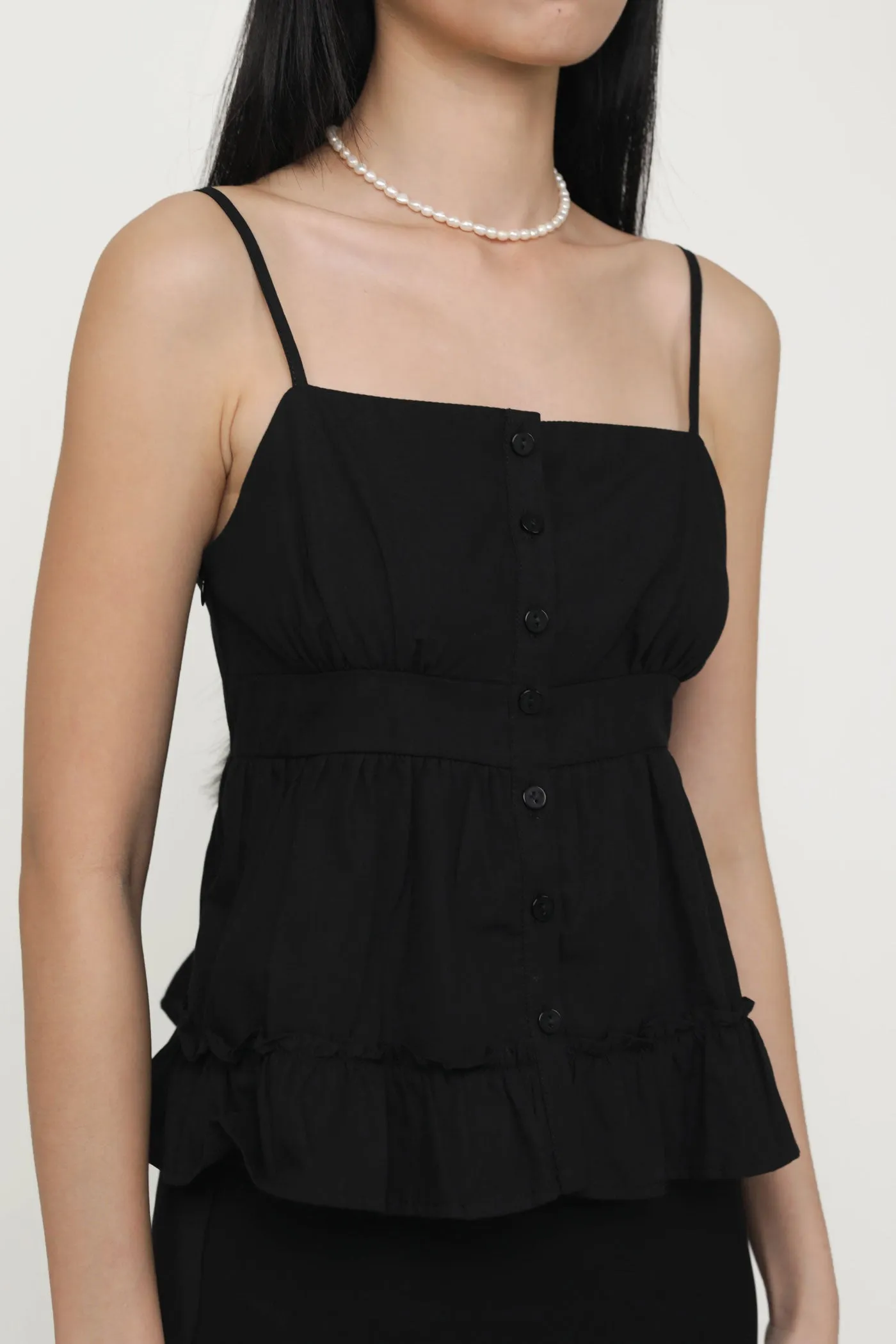 Fae Button Babydoll Top