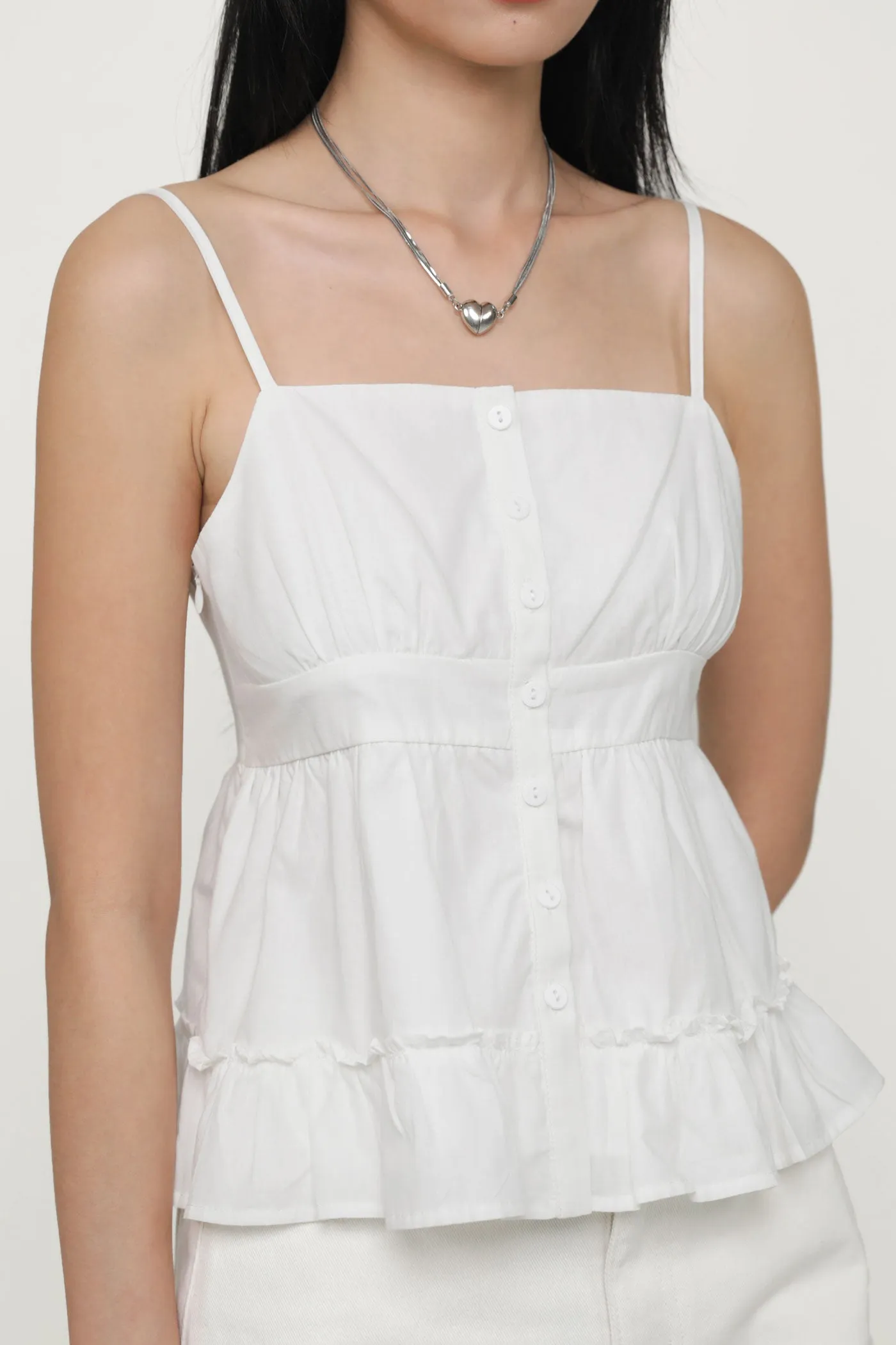Fae Button Babydoll Top