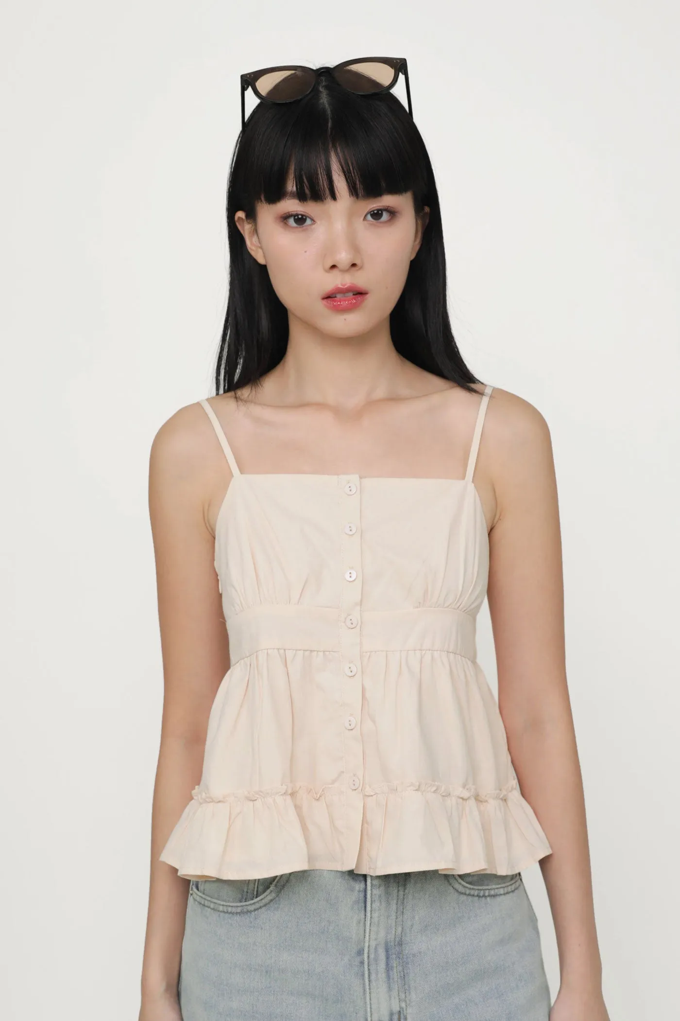 Fae Button Babydoll Top
