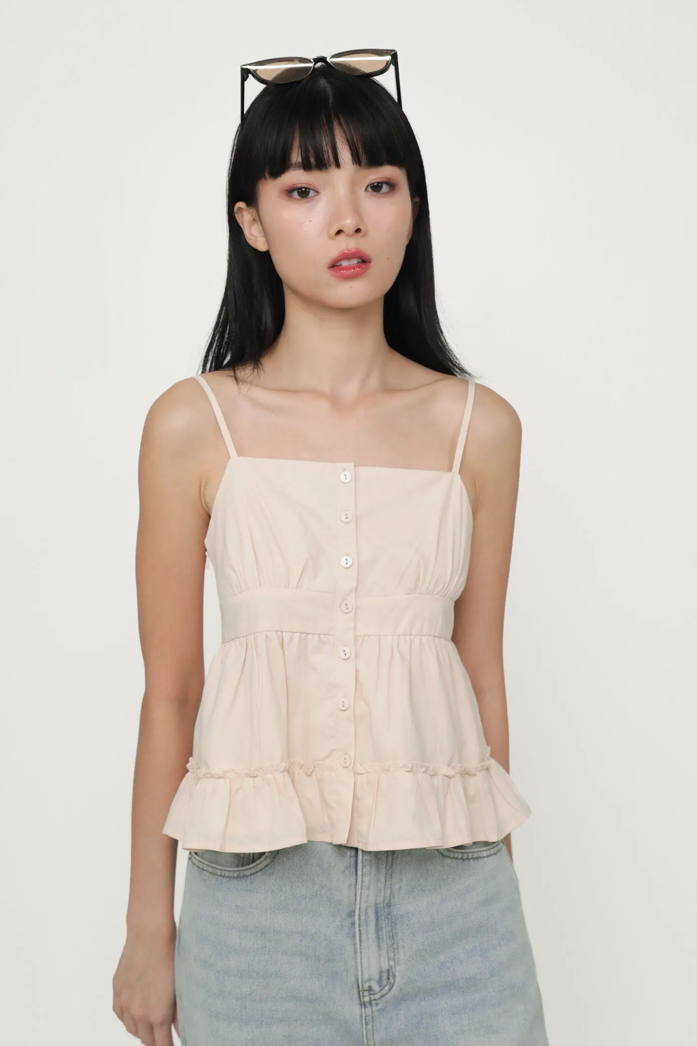 Fae Button Babydoll Top