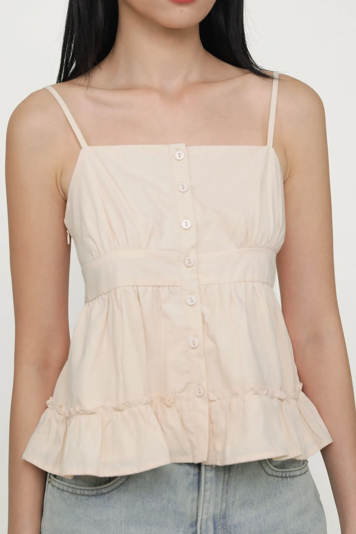 Fae Button Babydoll Top