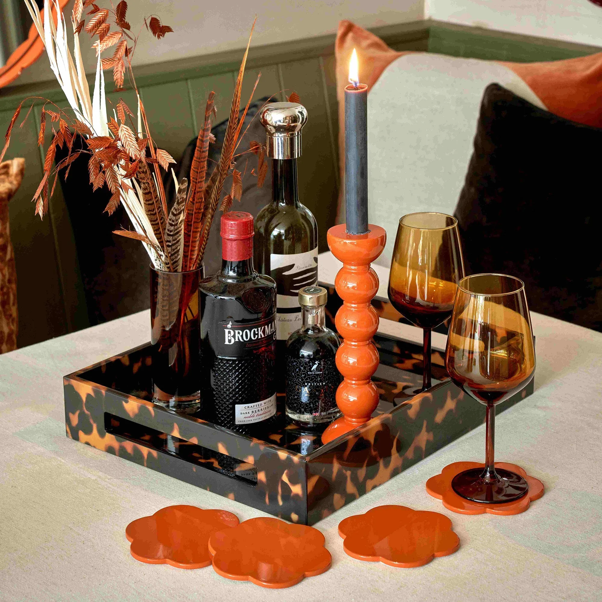 Faux Tortoise Medium Lacquered Serving Tray