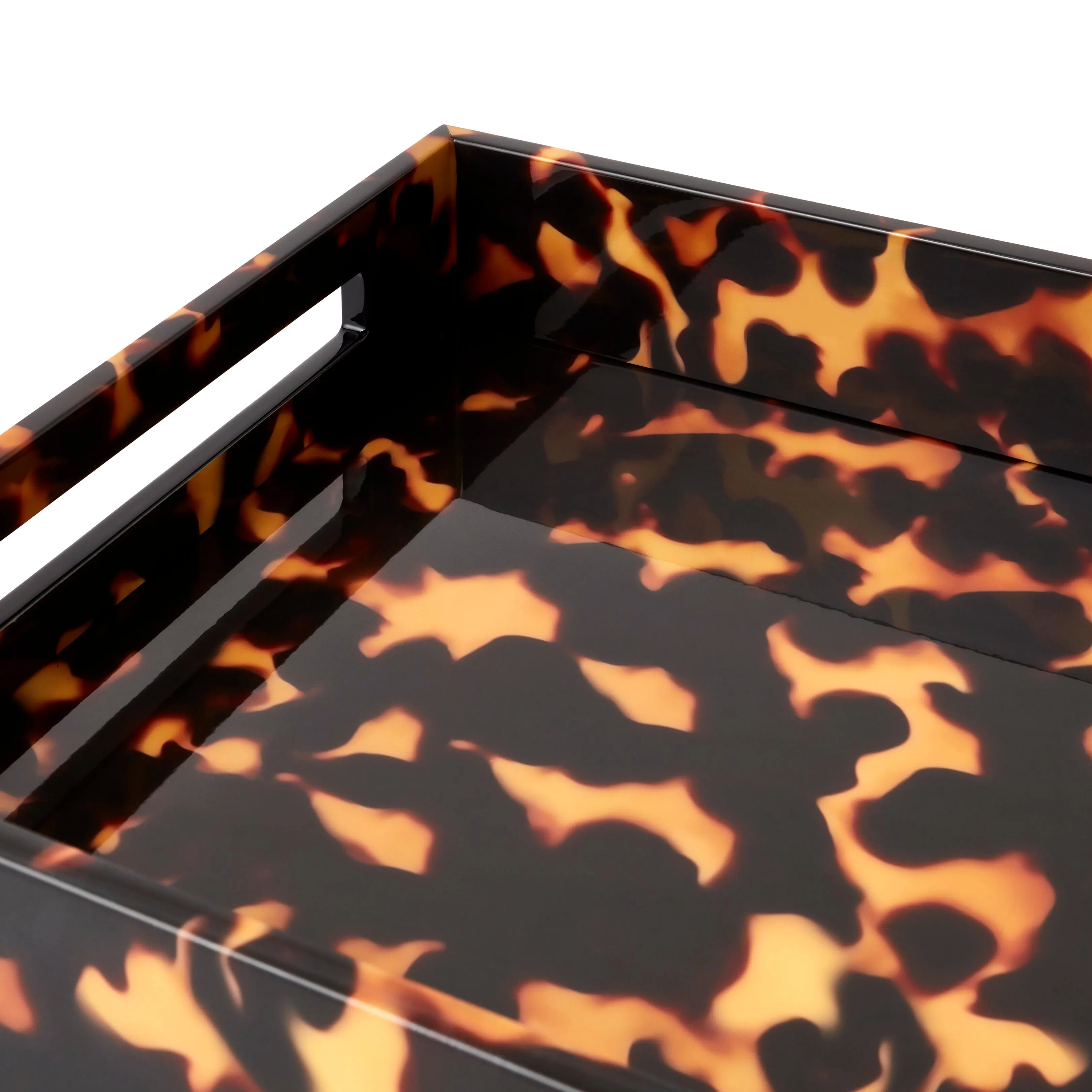 Faux Tortoise Medium Lacquered Serving Tray