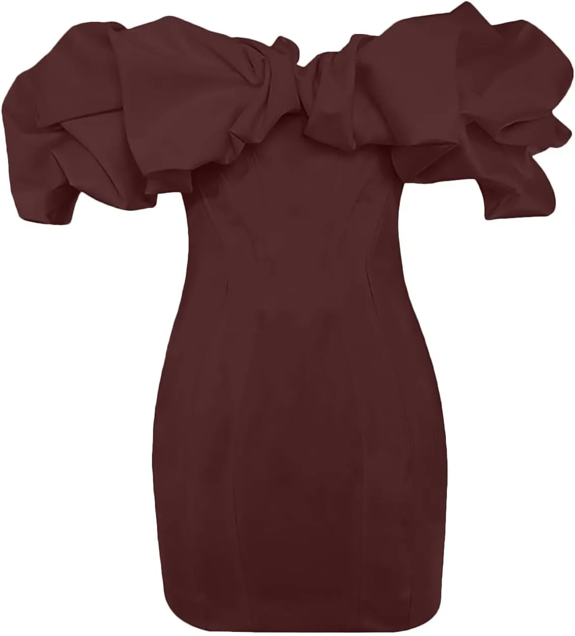 Formal Dresses for Women Off Shoulder Bodycon Pencil Mini Dress Ruffle Sexy Cocktail Party Dresses Elegant Clubwear