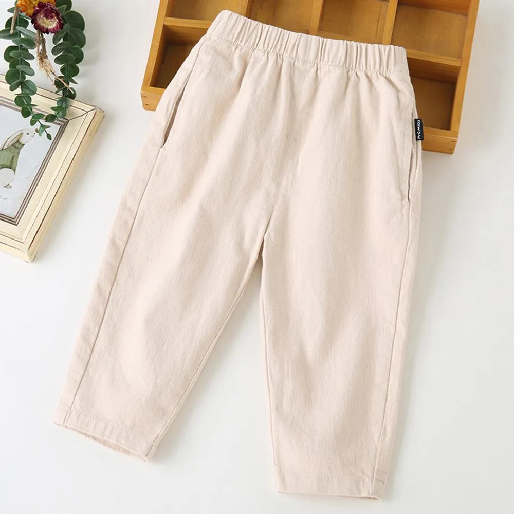 Girls Casual Elastic Waist Solid Trousers Wholesale